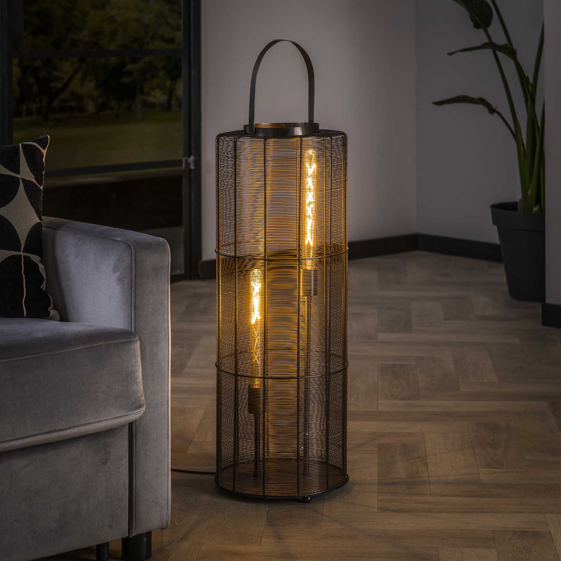 LifestyleFurn Vloerlamp 'Kemar' 81cm, kleur Zwart Nikkel