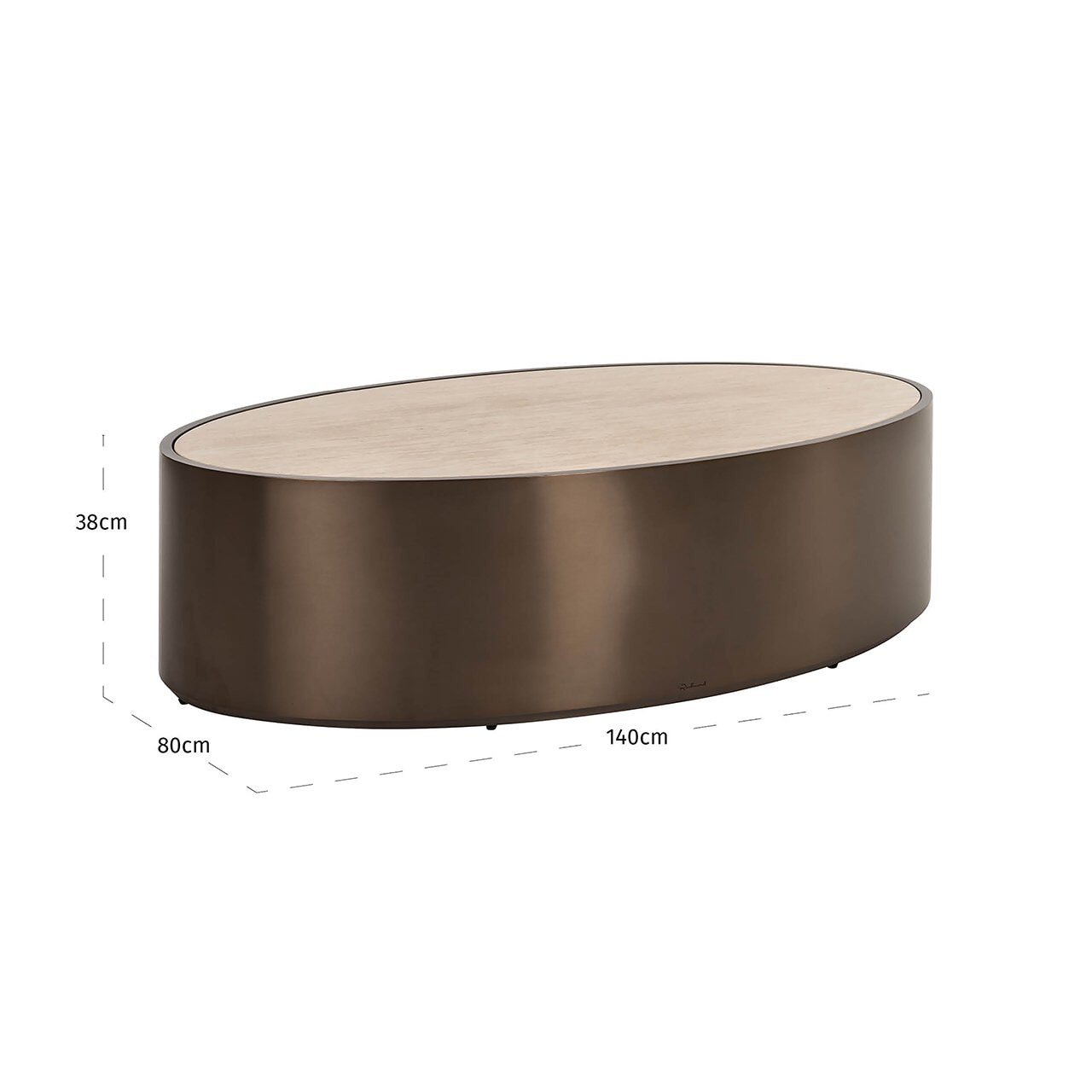 Richmond Ovale Salontafel 'Bonanza' Marmerlook, 140 x 80cm