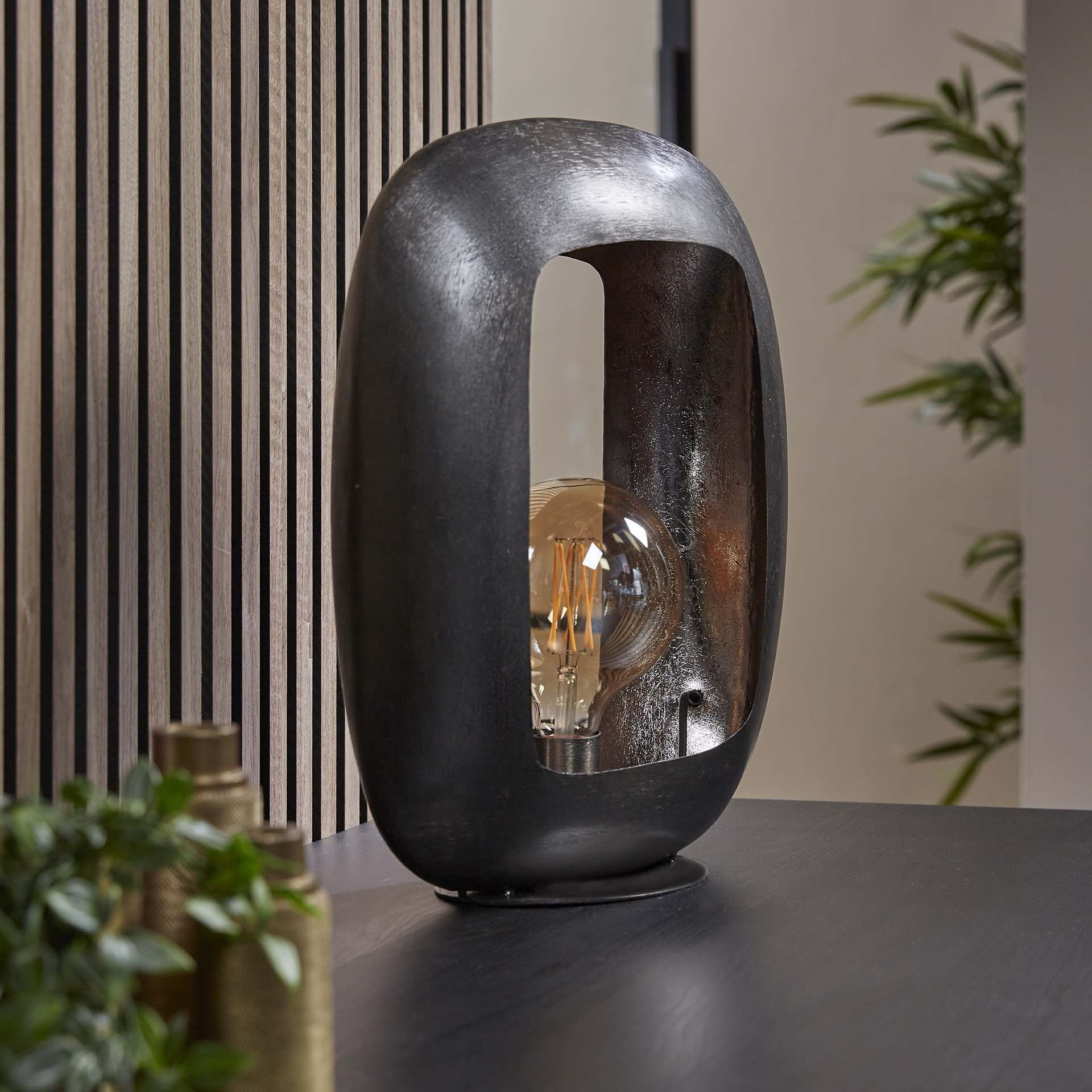 LifestyleFurn Tafellamp 'Arch' Metaal, 44cm, kleur Zwart Nikkel