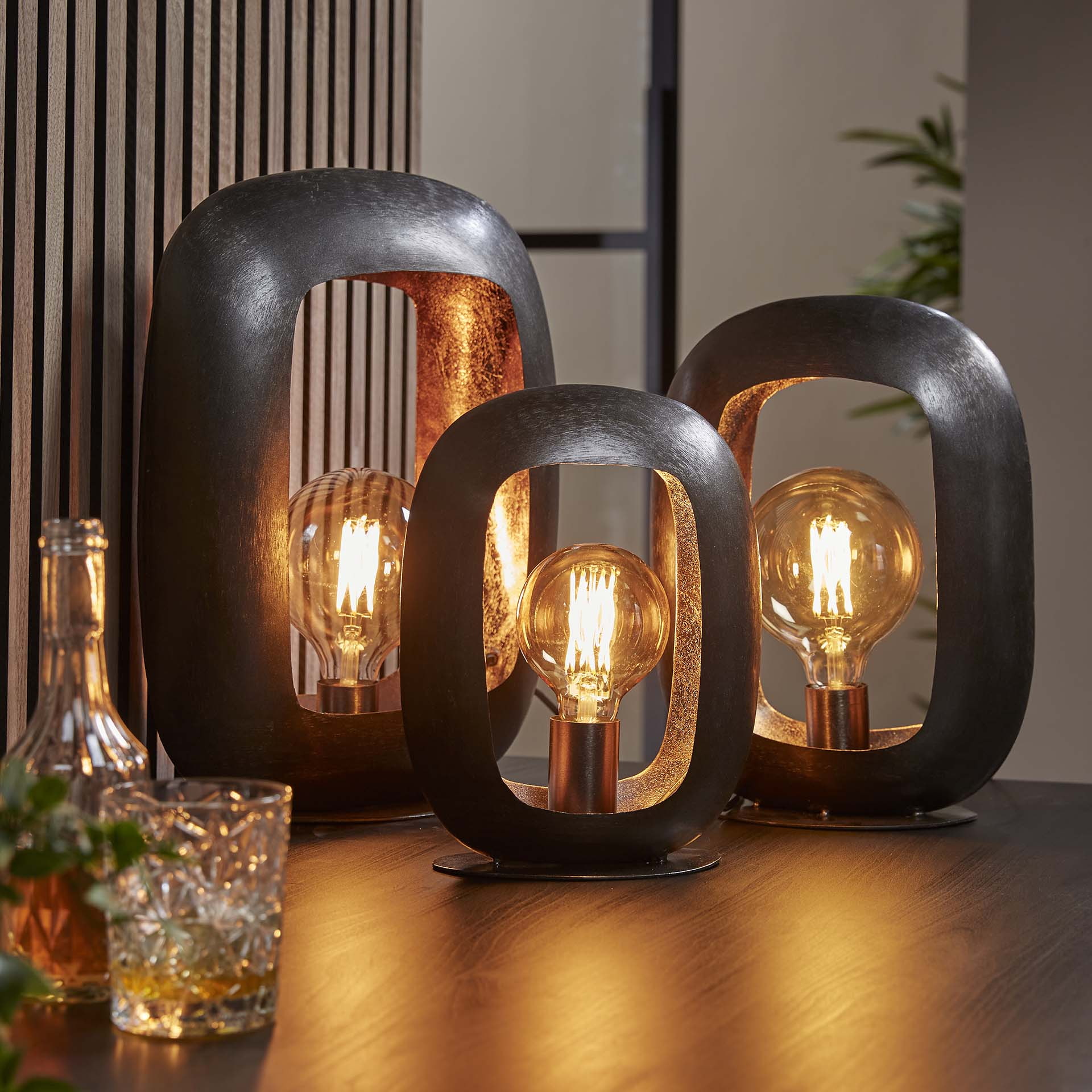 LifestyleFurn Tafellamp 'Arch' Metaal, 44cm, kleur Zwart Nikkel