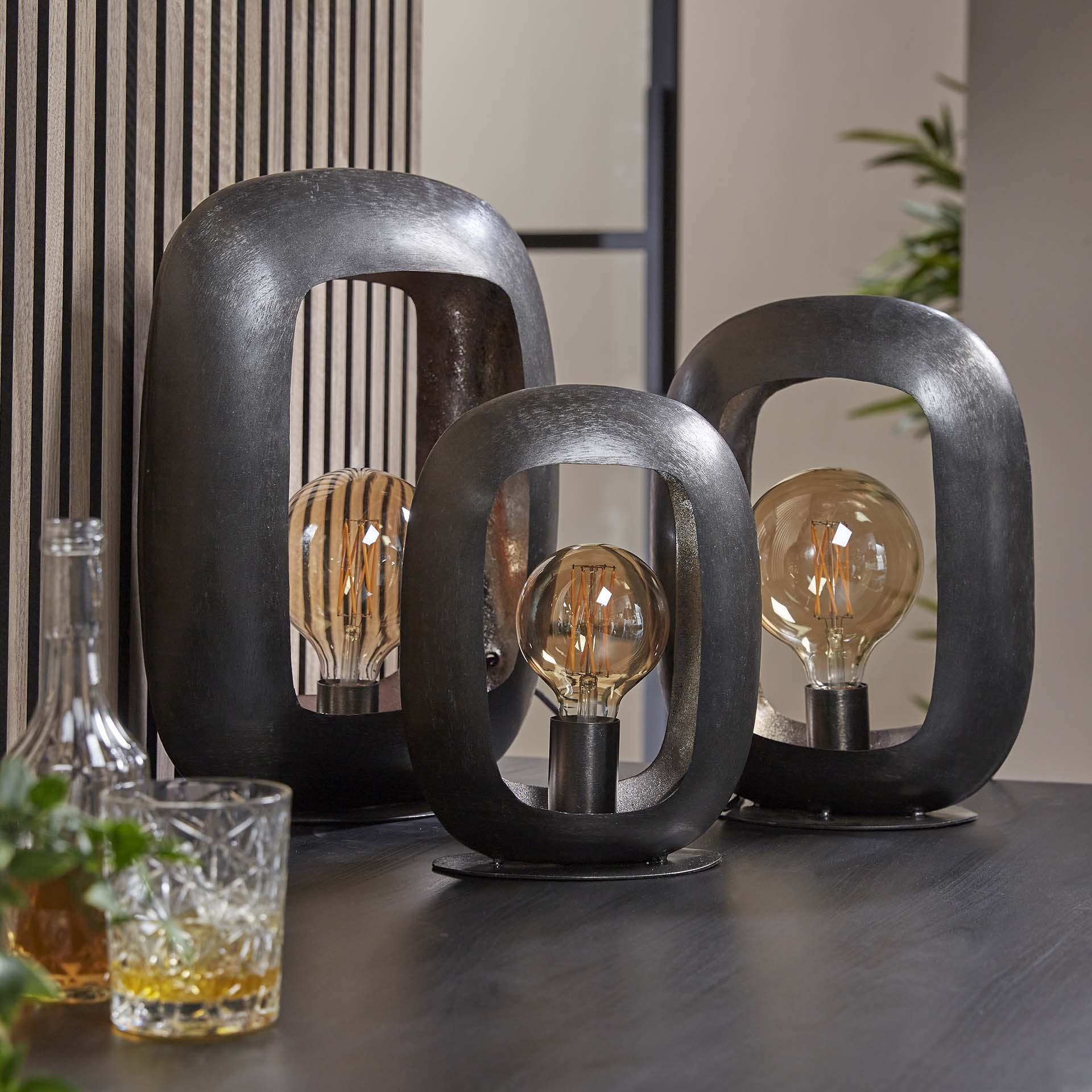 LifestyleFurn Tafellamp 'Arch' Metaal, 44cm, kleur Zwart Nikkel