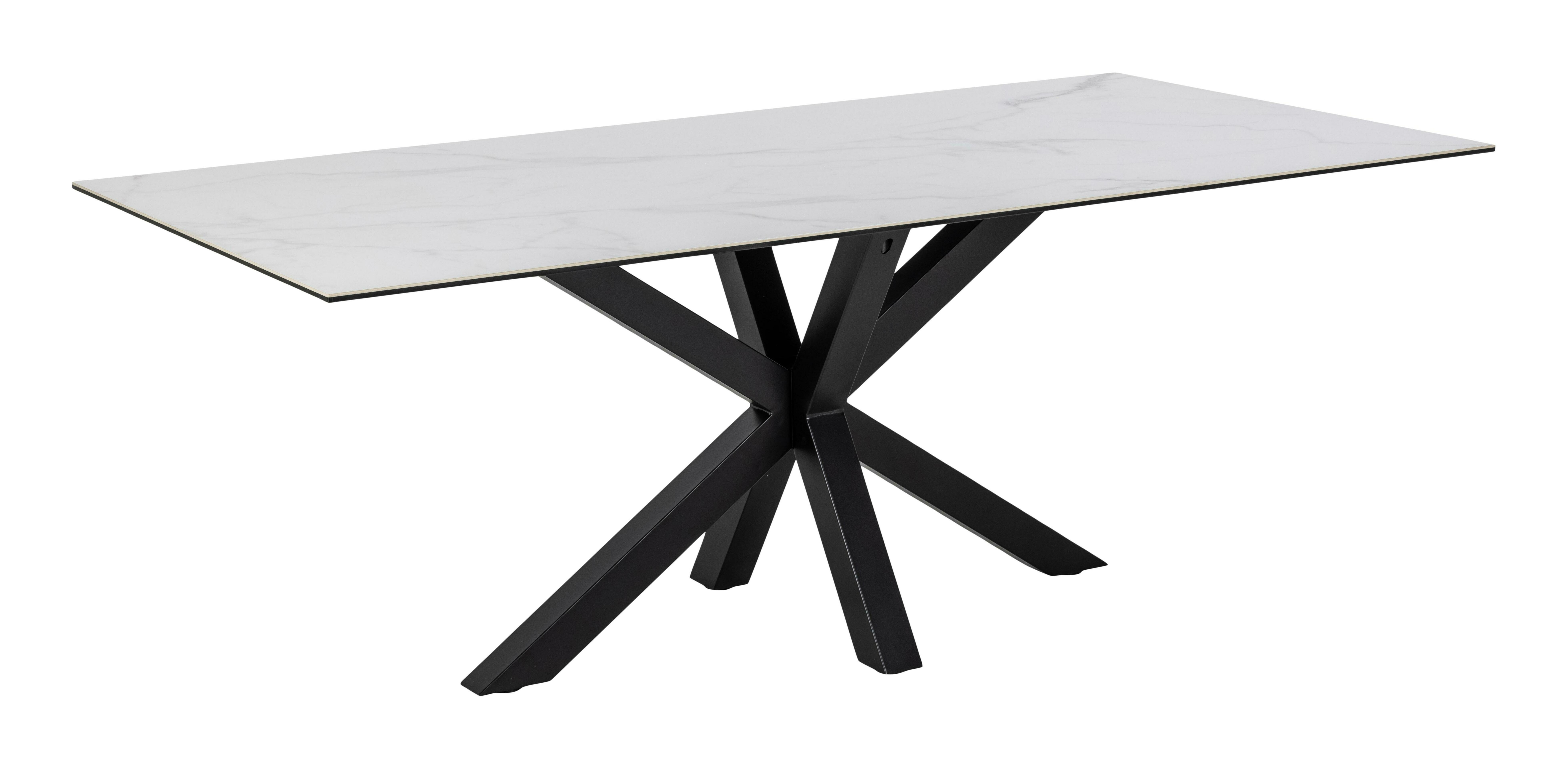 Sohome Eettafel 'Parker' Keramiek met marmerlook, 200 x 100cm, kleur Wit