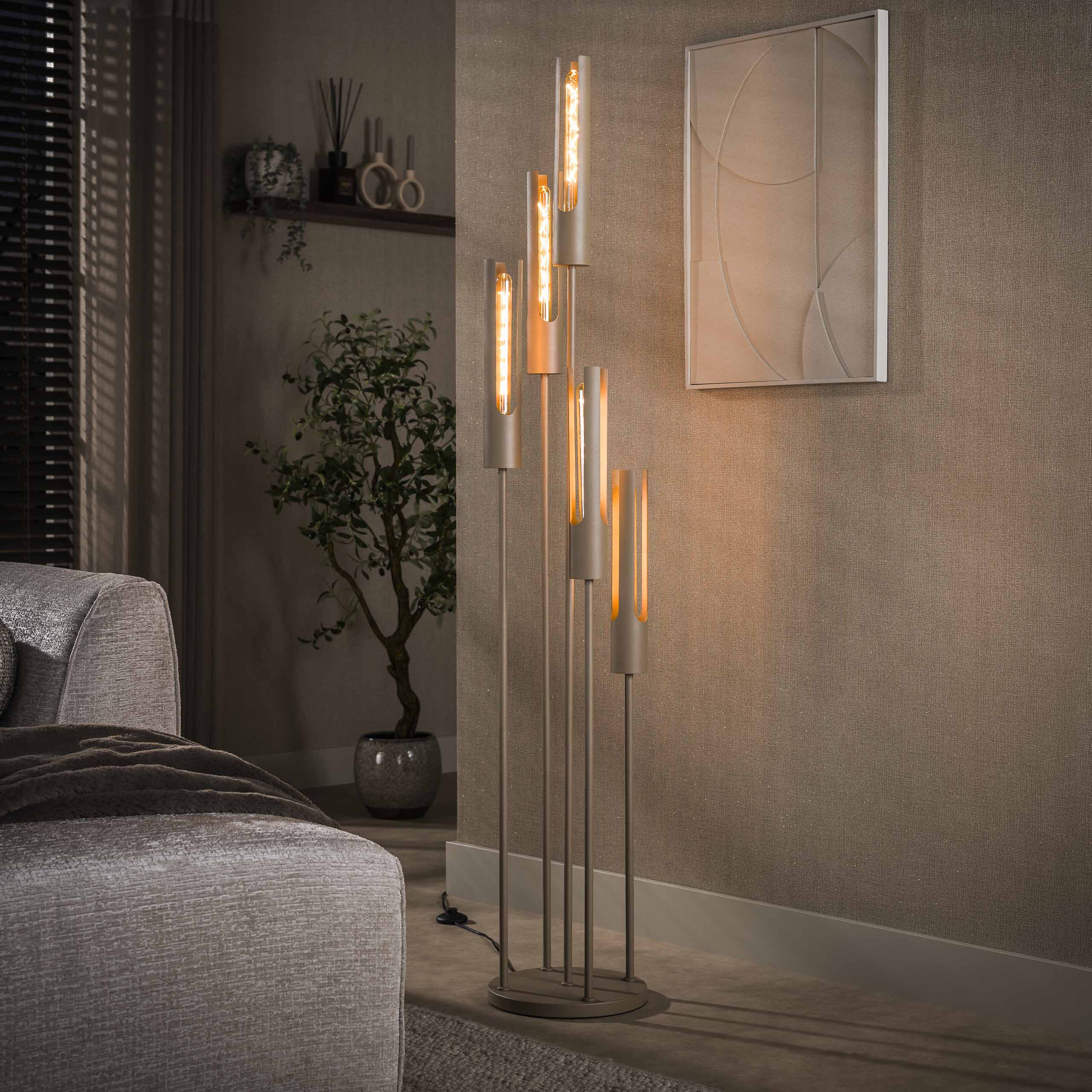 LifestyleFurn Vloerlamp 'Charnelle' 5-lamps, kleur Beige
