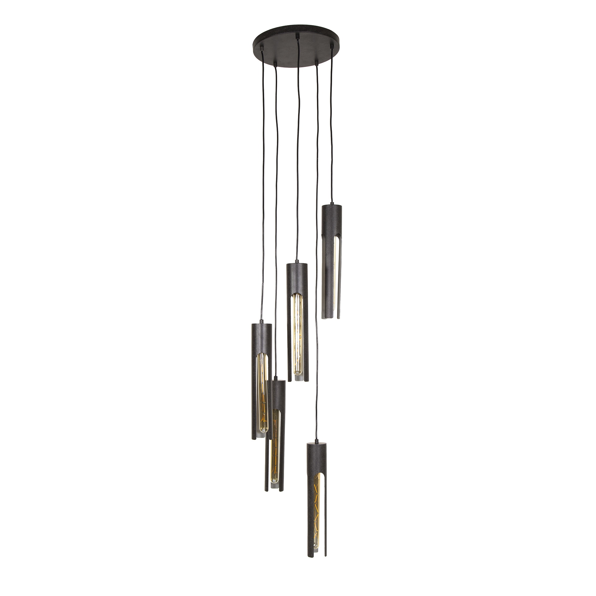 LifestyleFurn Hanglamp 'Charnelle' 5-lamps, Artic Black