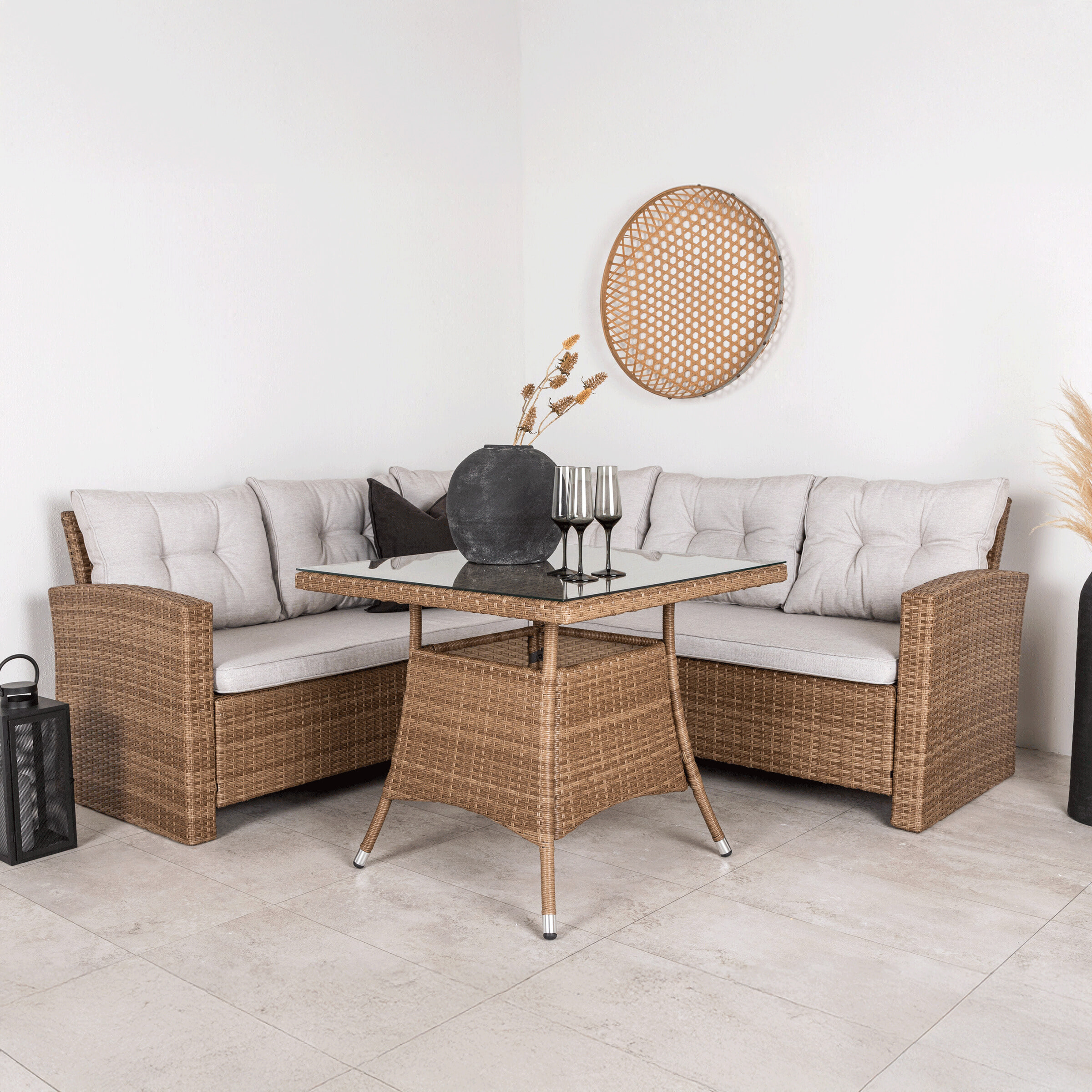 Nohr Loungeset 'Katlyn' Wicker, Met hoekbank en tafel