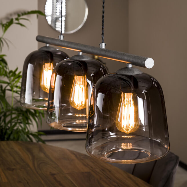 LifestyleFurn Hanglamp 'Grey Shaded' 3-lamps
