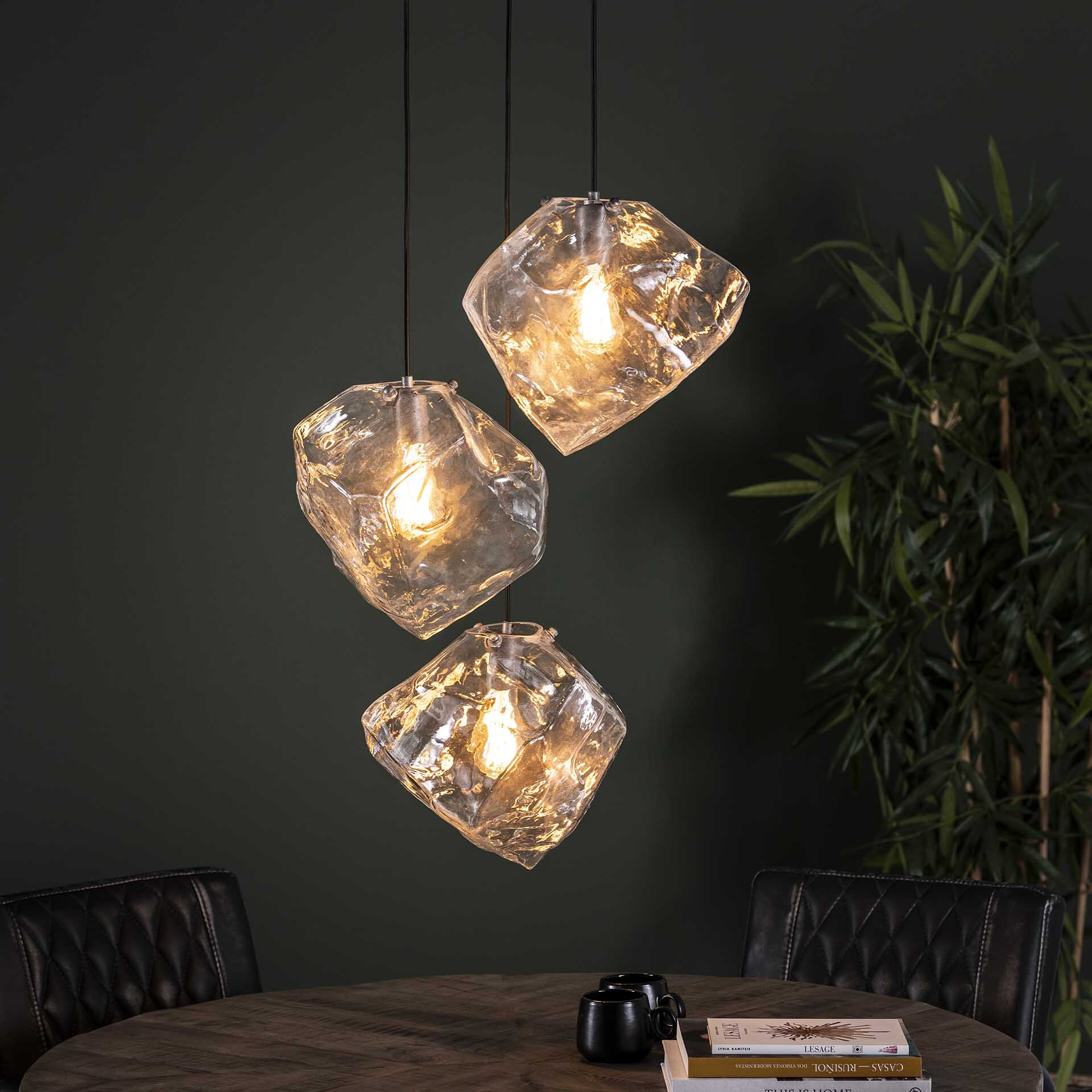 Hanglamp 'Rock' 3-lamps, kleur Transparant