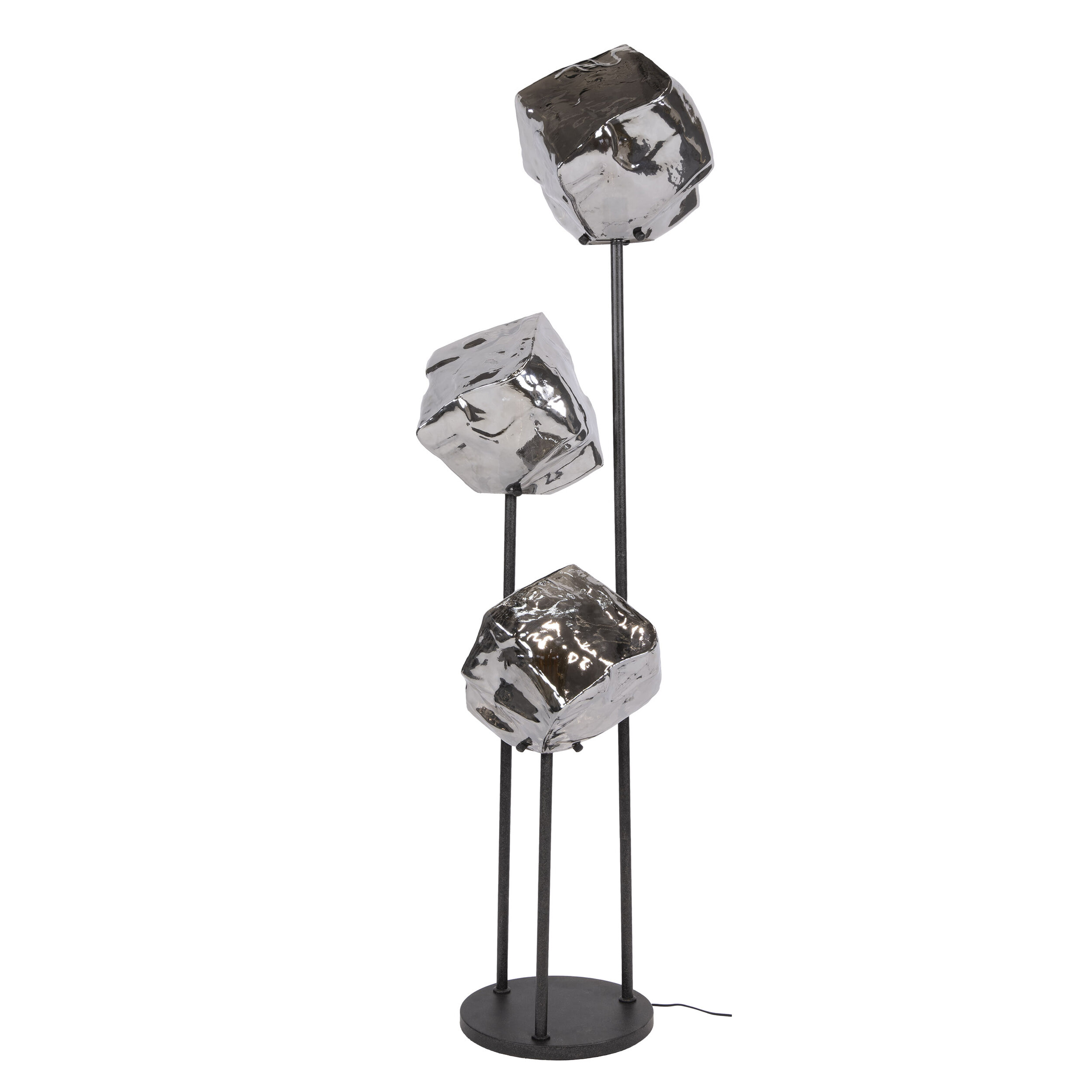 LifestyleFurn Vloerlamp 'Rock' 3-lamps, kleur Chromed