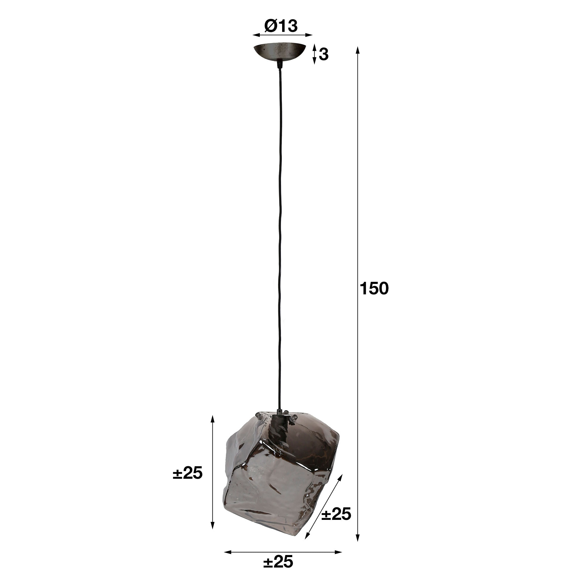 Hanglamp 'Rock' kleur Chromed