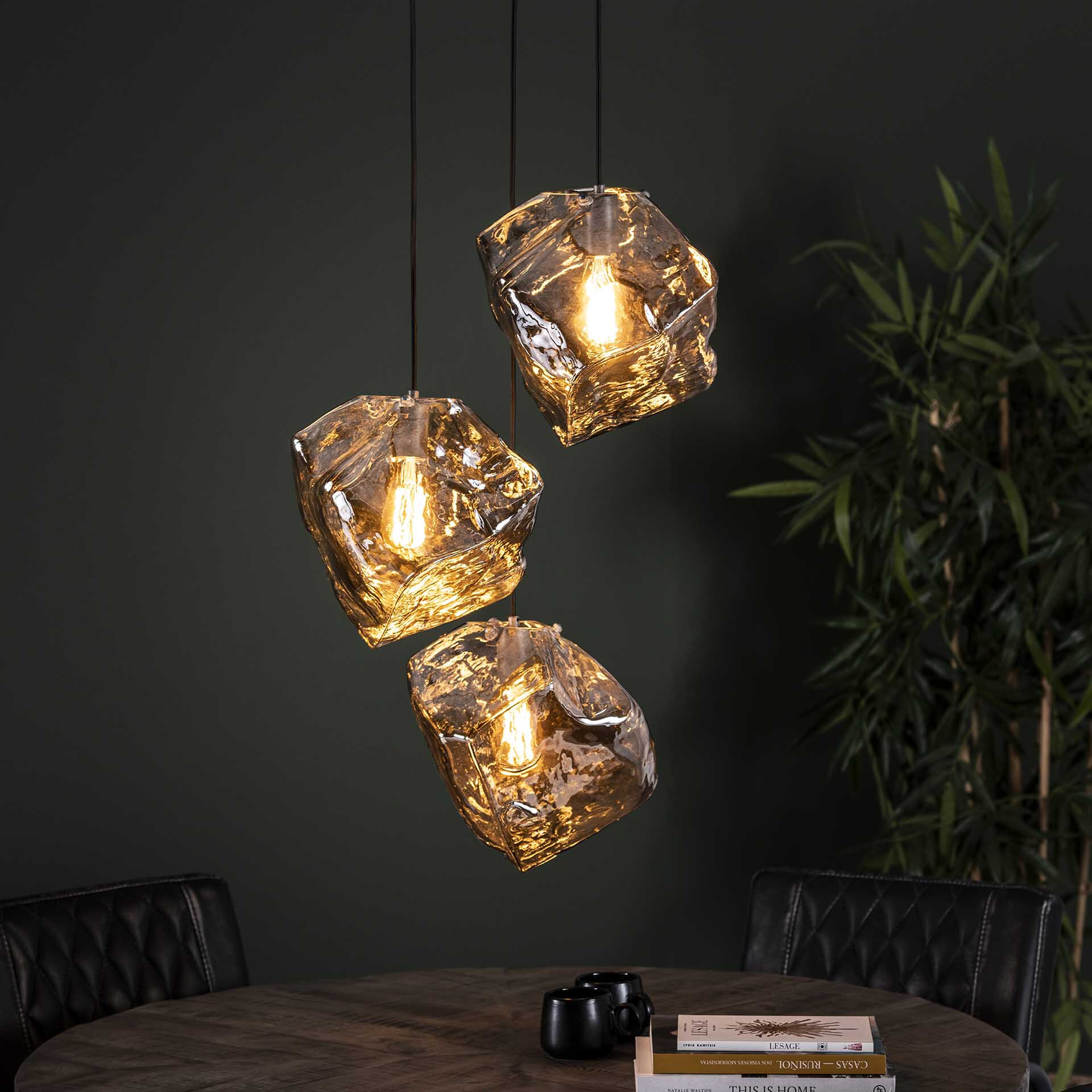 Hanglamp 'Rock' 3-lamps, kleur Chromed