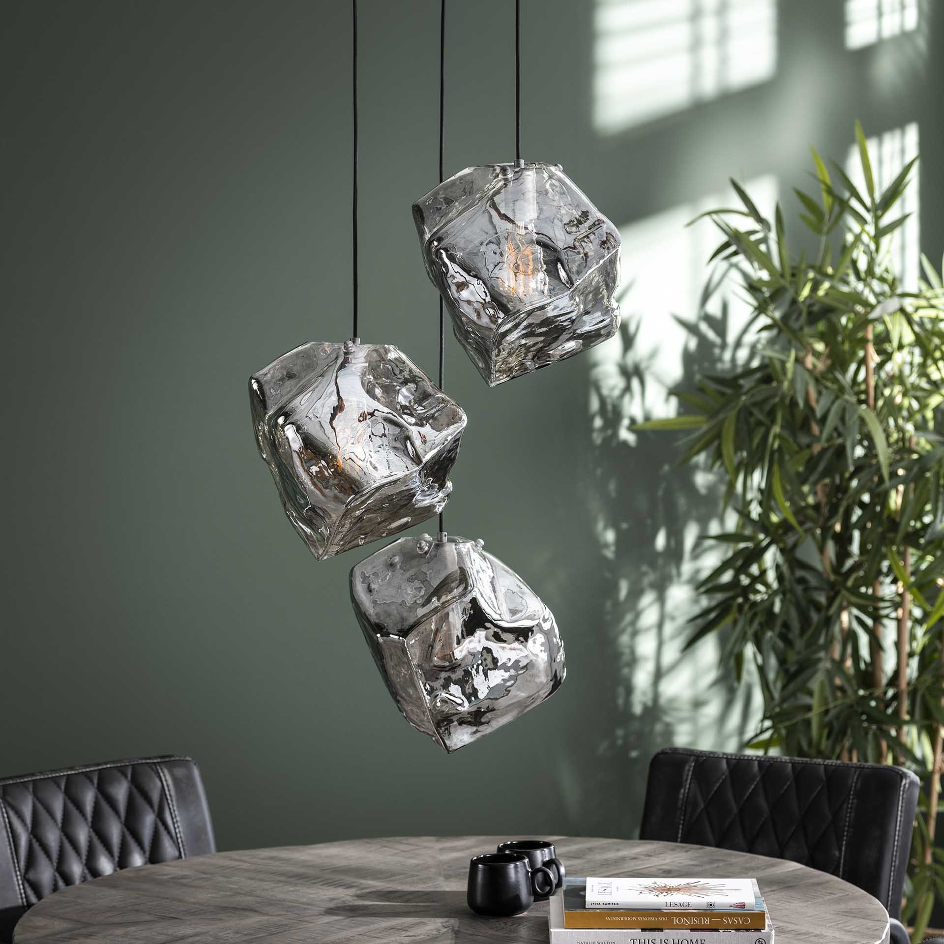 Hanglamp 'Rock' 3-lamps, kleur Chromed