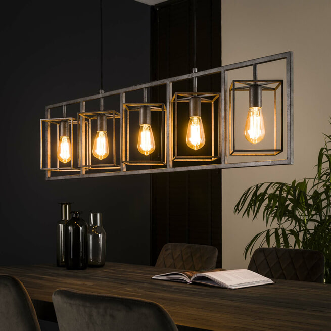Hanglamp 'Damon' 5-lamps, kleur Oud Zilver