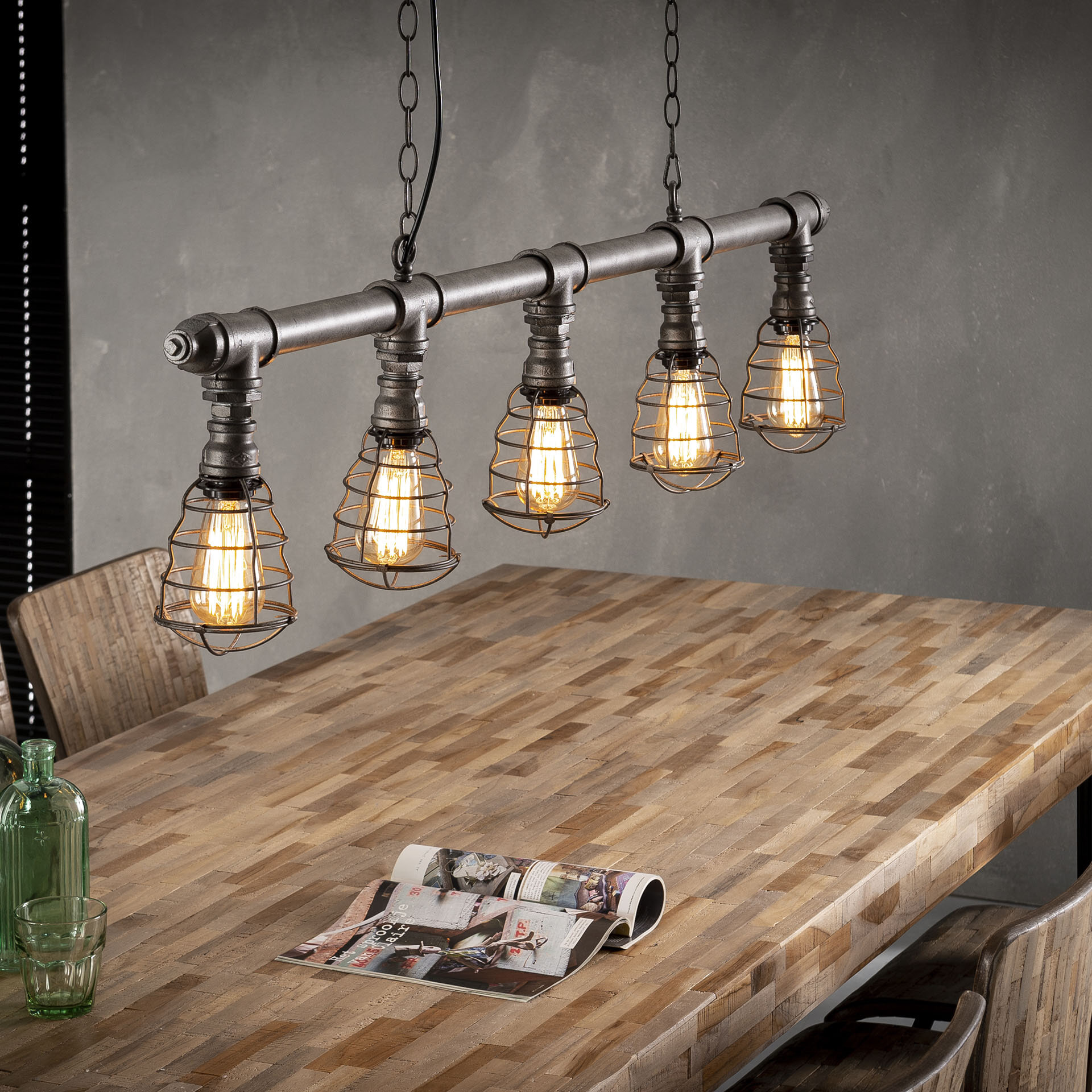 LifestyleFurn Industriële Hanglamp 'Jonah' 5-lamps