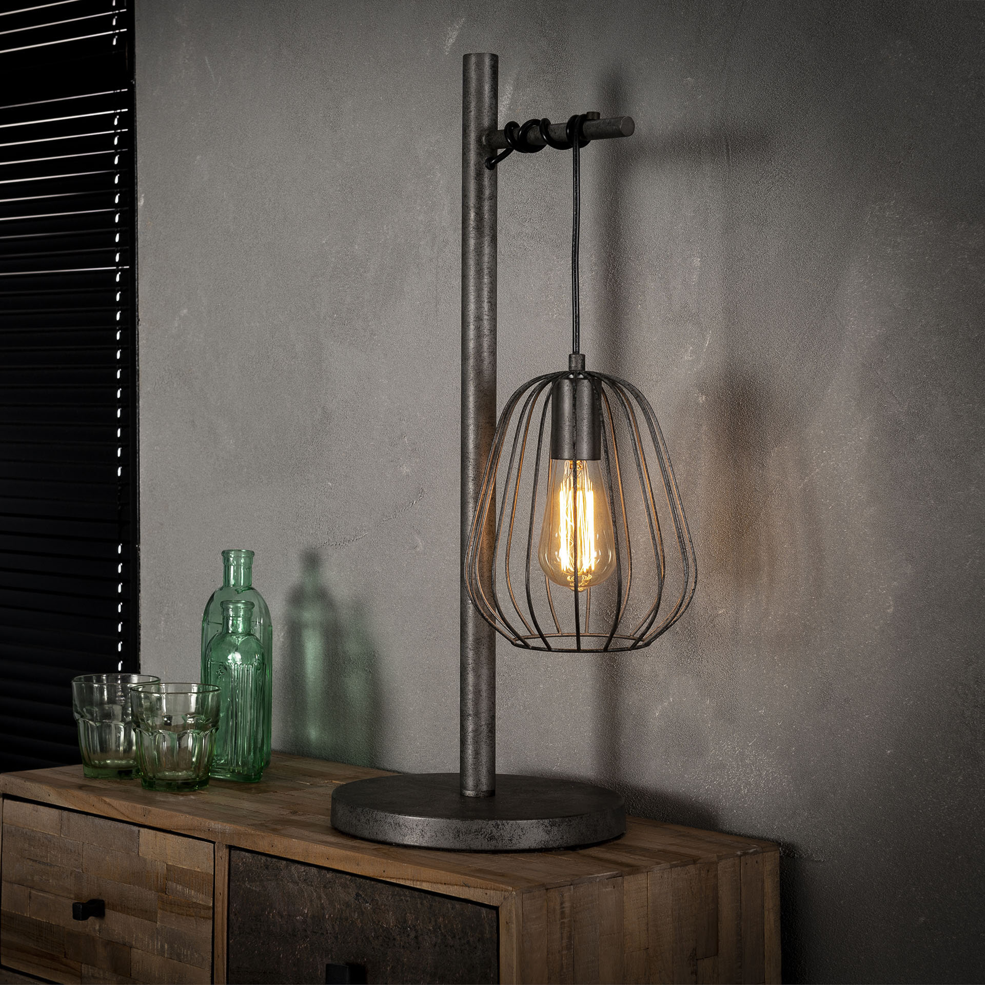 LifestyleFurn Tafellamp 'Rupert' lampion, oud zilver