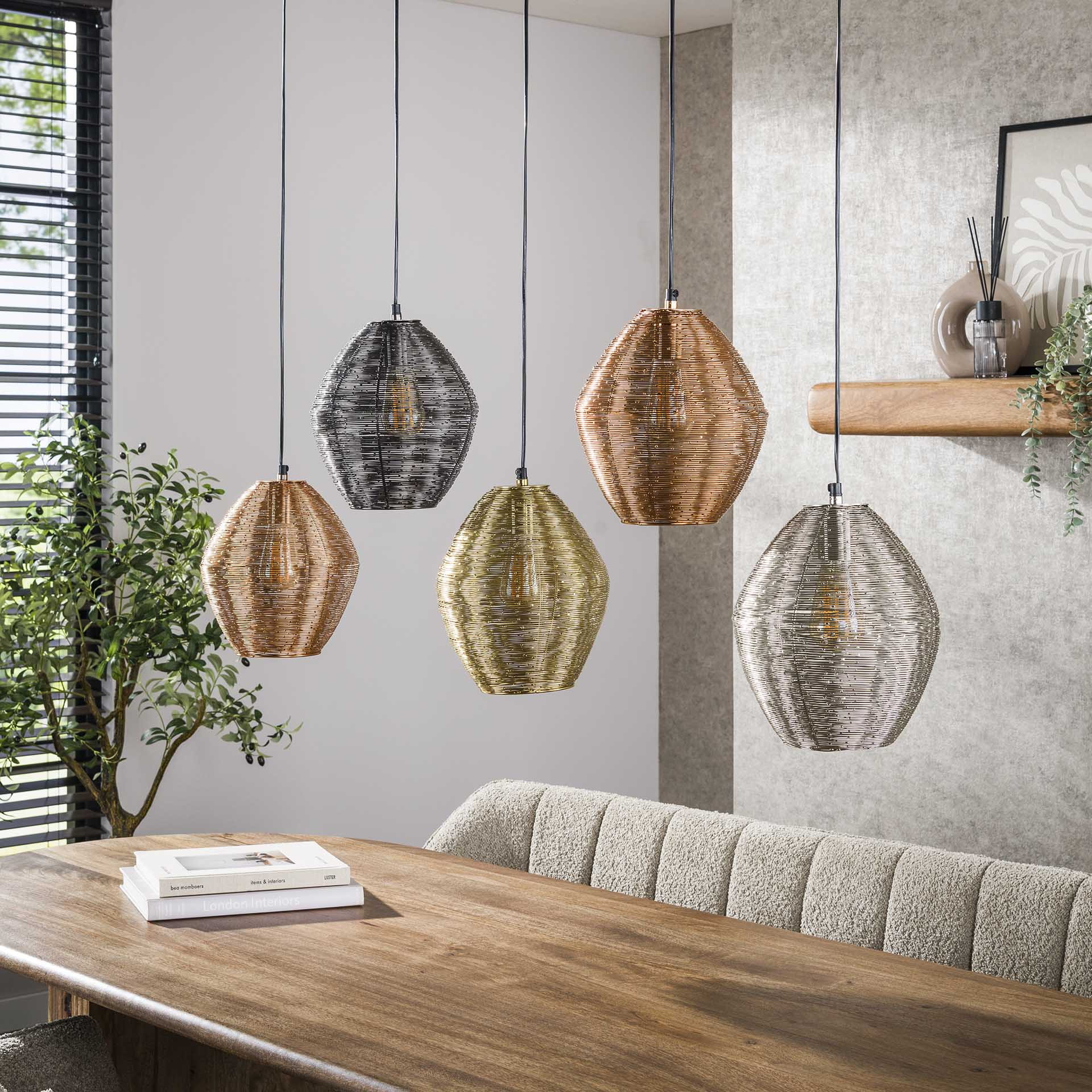 LifestyleFurn Hanglamp 'Dijon' Web mix, 5-lamps