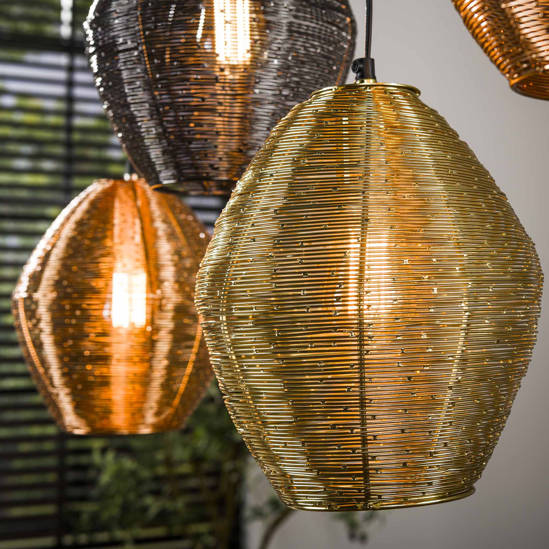 LifestyleFurn Hanglamp 'Dijon' Web mix, 5-lamps