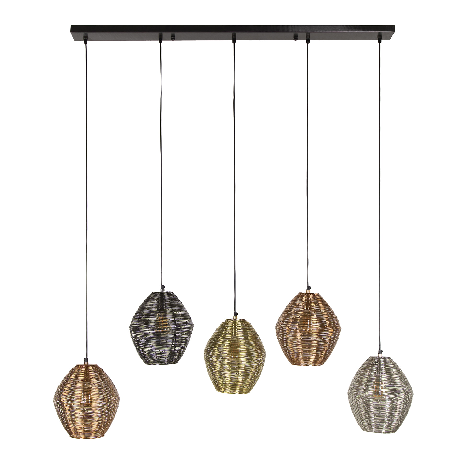 LifestyleFurn Hanglamp 'Dijon' Web mix, 5-lamps