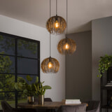 LifestyleFurn Hanglamp 'Arne' 3-lamps getrapt, kleur Zwart Bruin