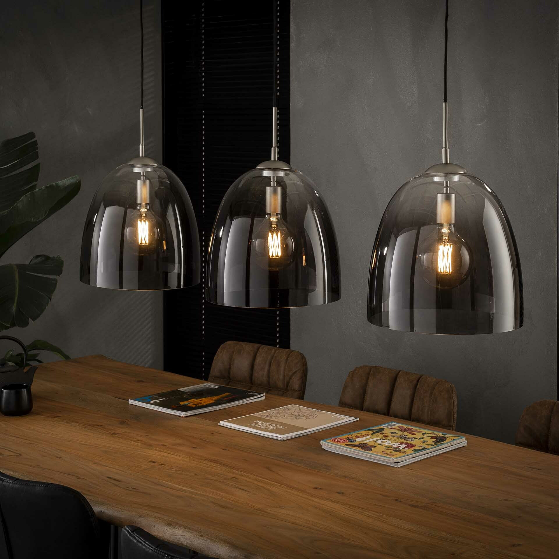 Glazen Hanglamp Misha 3-lamps - Mat nikkel