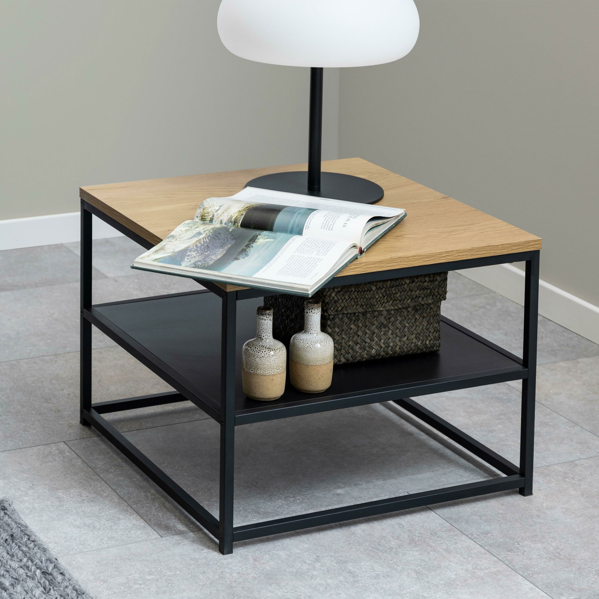 Bendt Salontafel 'Ture' Eiken en metaal, 55 x 55cm