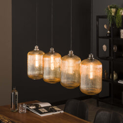 LifestyleFurn Hanglamp 'Hubert' 4-lamps, kleur Amber