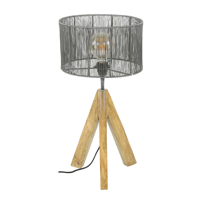 Tafellamp 'Shana' Mangohout en metaal, 65cm hoog