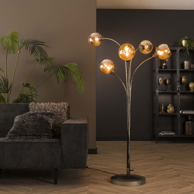 LifestyleFurn Vloerlamp 'Trees' 5-lamps, kleur Amber