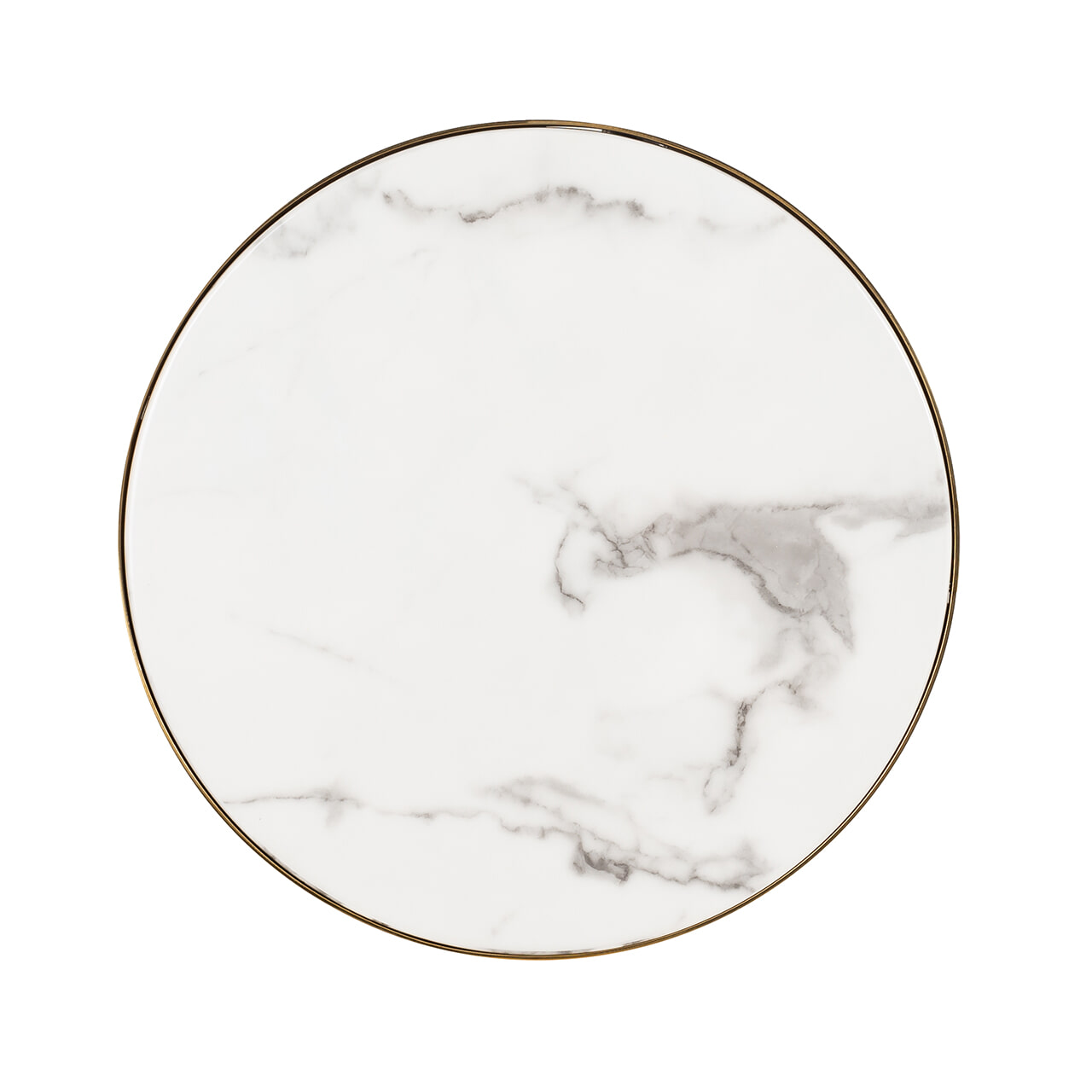 Richmond Bijzettafel 'Odin' Ø45cm, Wit Marmer / Goud / Zwart