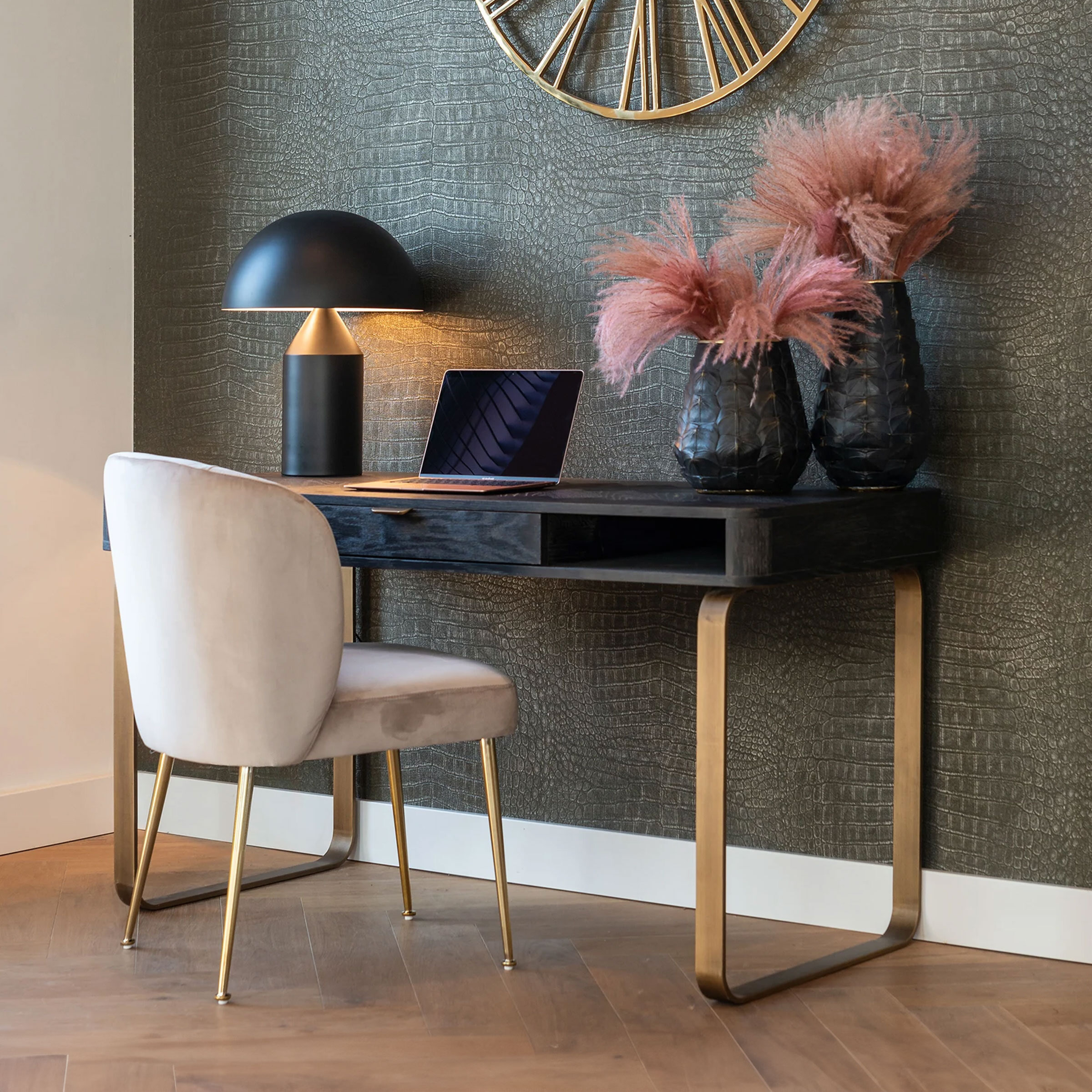 Richmond Sidetable Blackbone Eikenhout en Staal, 140cm - Zwart