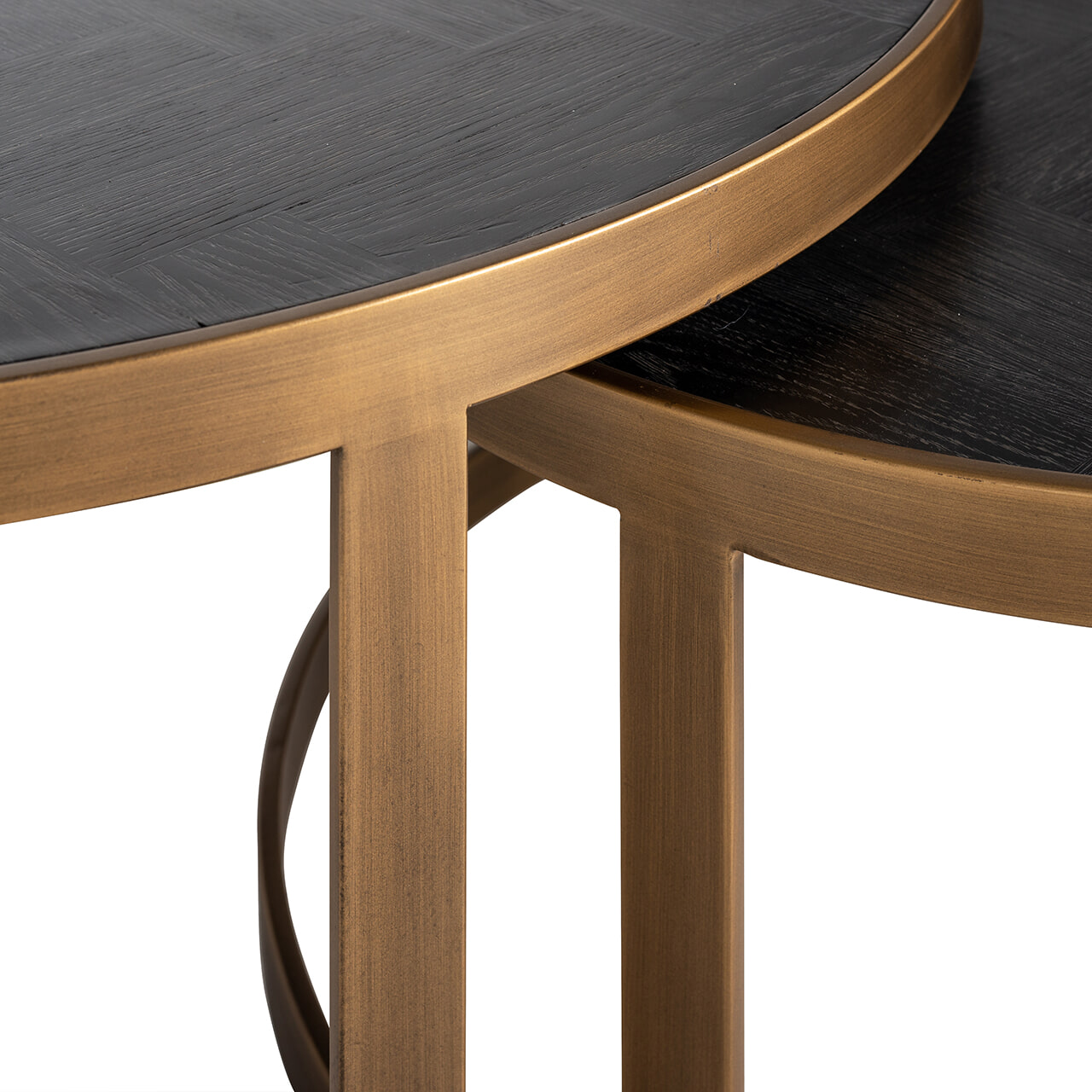 Richmond Ronde Salontafel 'Blackbone' Brass, Set van 2 stuks