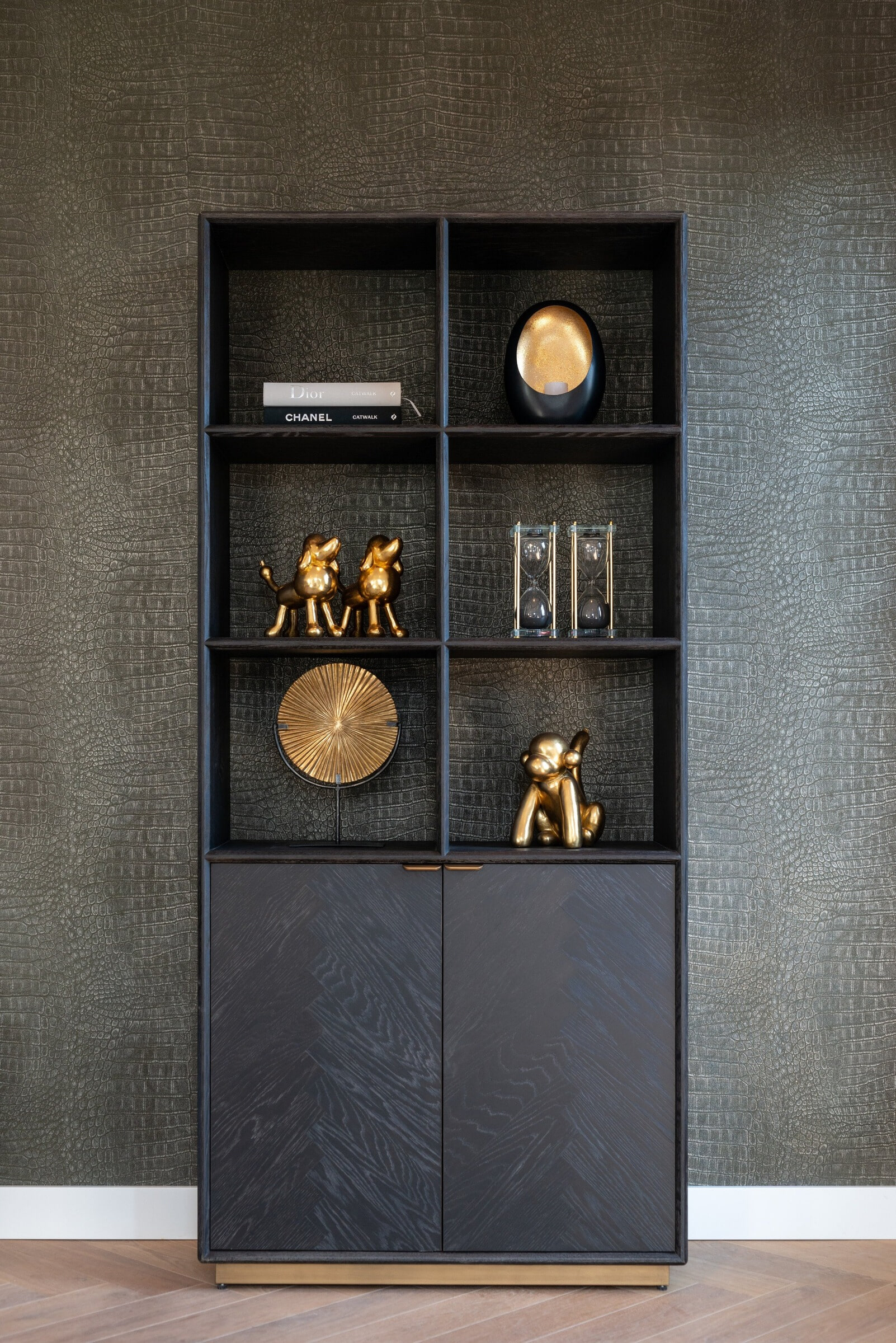 Richmond Boekenkast 'Blackbone' Brass, 220 x 100cm