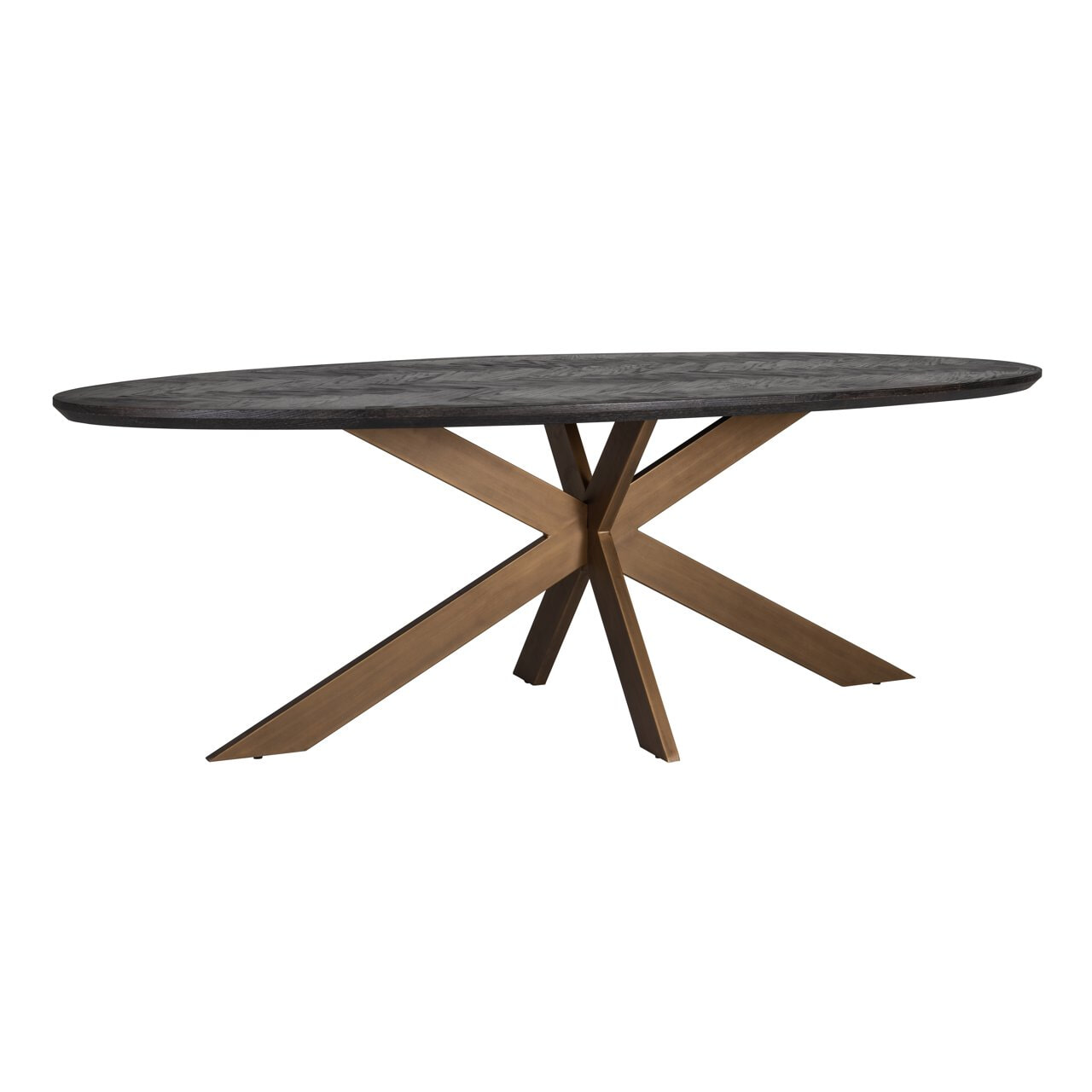Richmond Interiors Richmond Ovale Eettafel Blackbone Eiken en brass, 260 x 120cm - Zwart