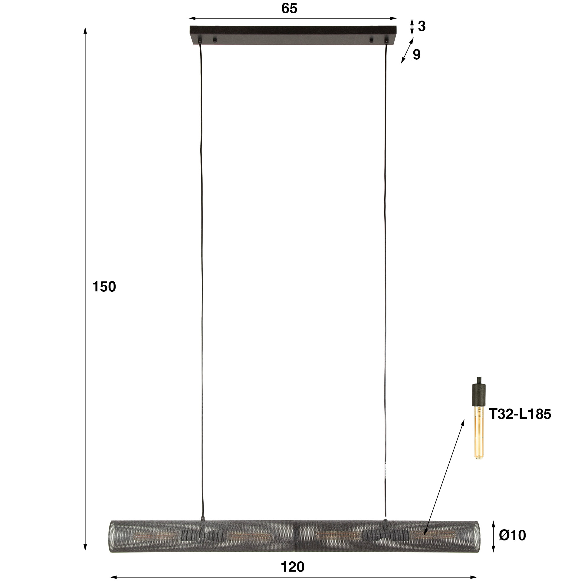 LifestyleFurn Hanglamp 'Manda' Artic Black, 4-lamps