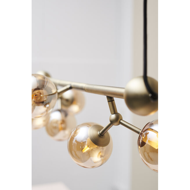 Halo Design Hanglamp 'Atom' Horizontaal, kleur Messing / Amber