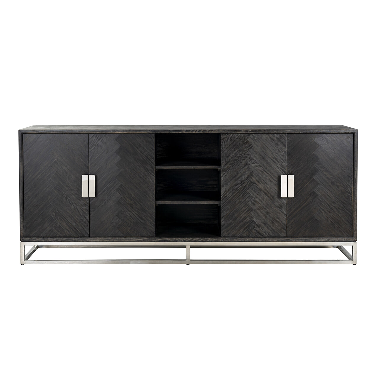 Richmond Dressoir 'Blackbone' Eikenhout en Staal, kleur Zwart / Zilver, 225cm