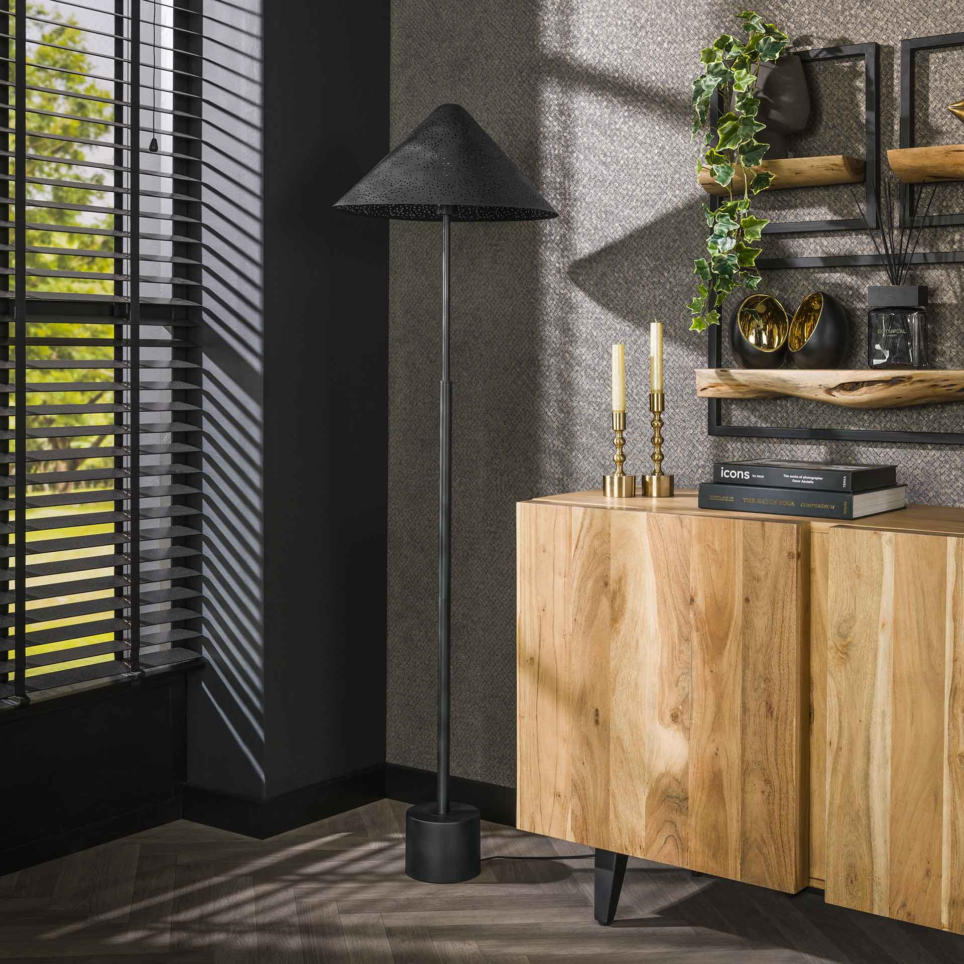 LifestyleFurn Vloerlamp 'Marleigh' Charcoal, 154cm hoog
