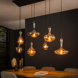LifestyleFurn Hanglamp 'San' Glas, 4+3-lamps
