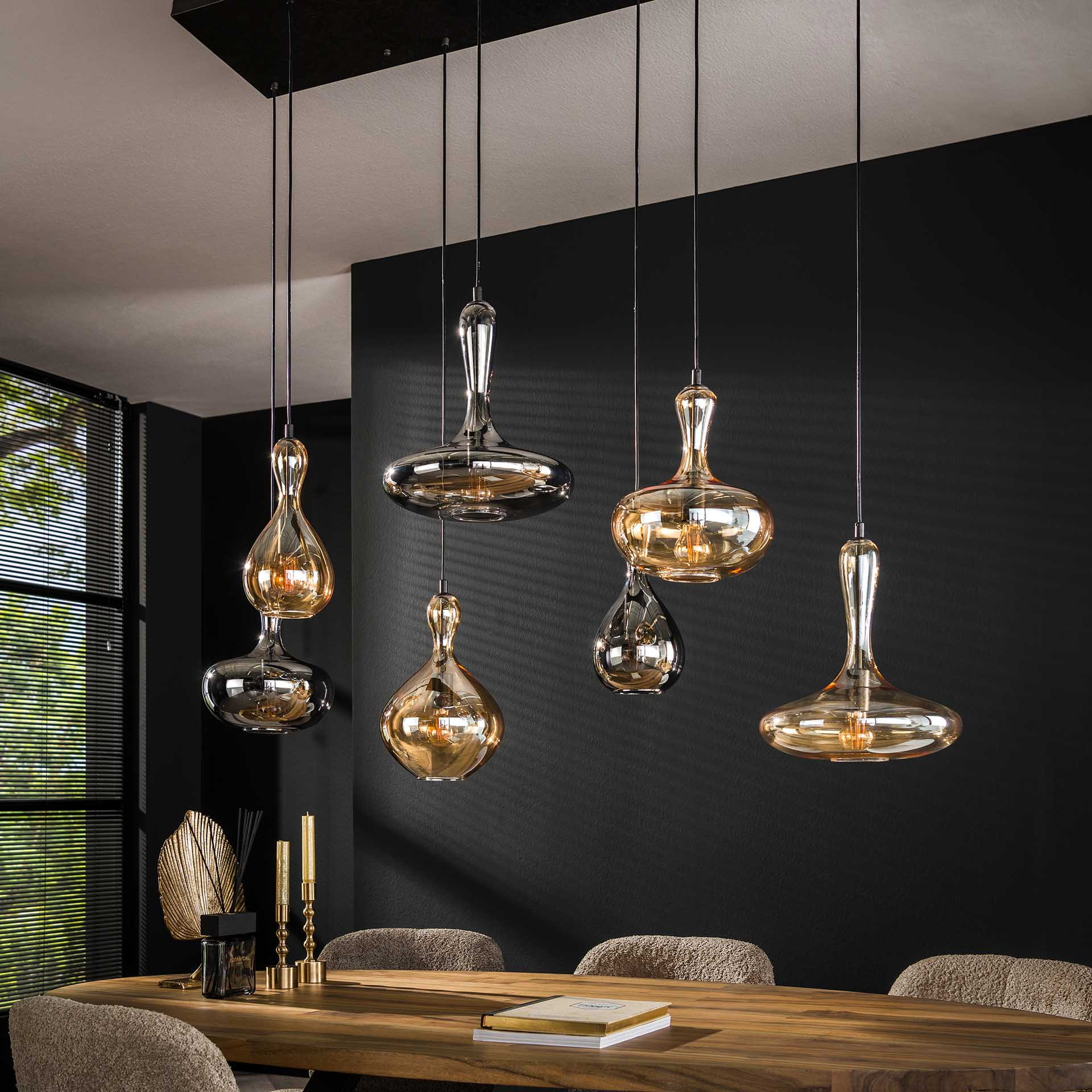 LifestyleFurn Hanglamp 'San' Glas, 4+3-lamps