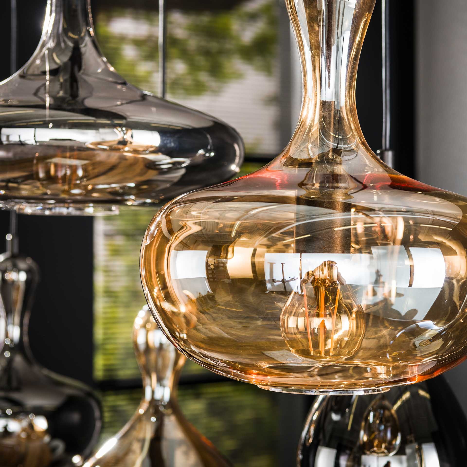 LifestyleFurn Hanglamp 'San' Glas, 4+3-lamps