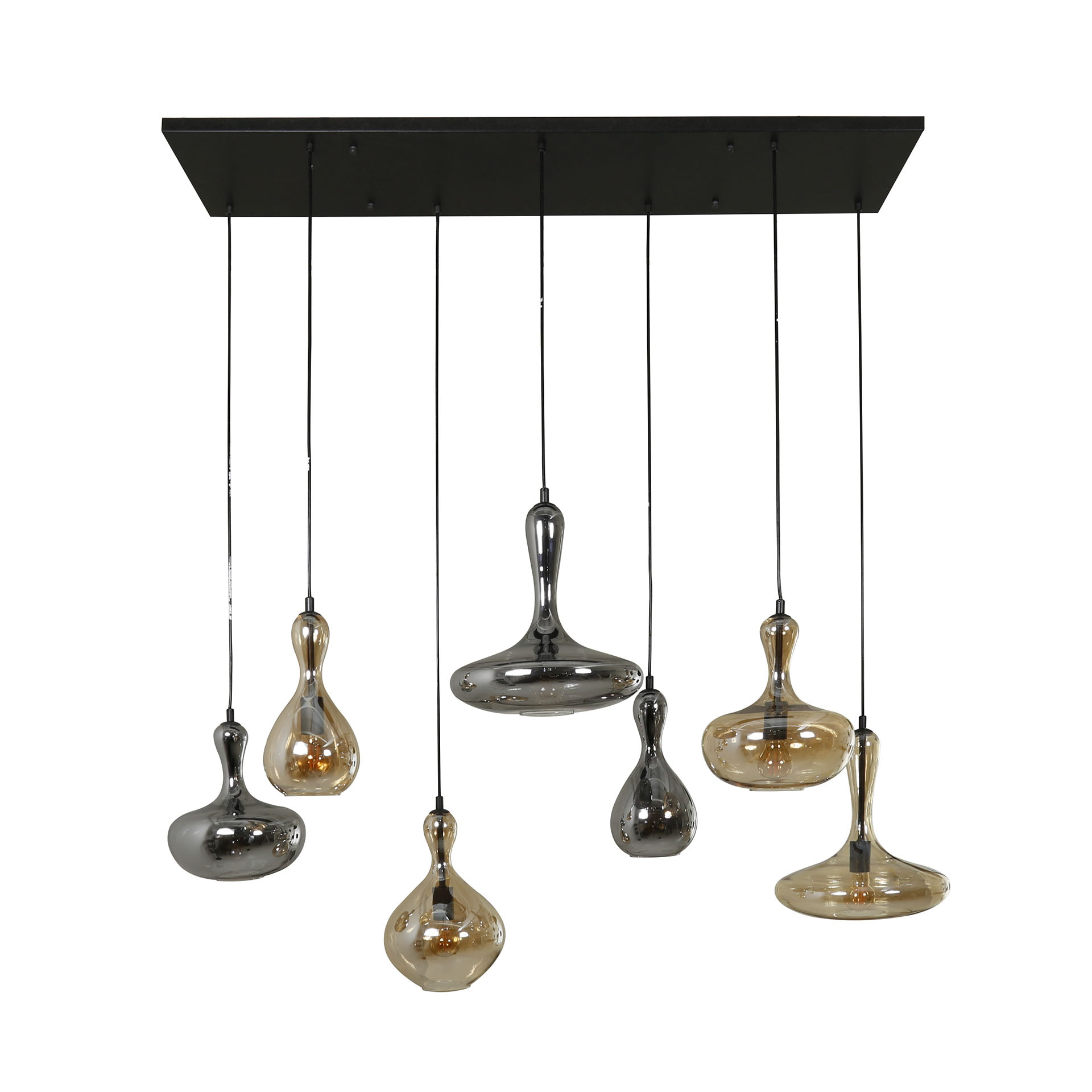 LifestyleFurn Hanglamp 'San' Glas, 4+3-lamps
