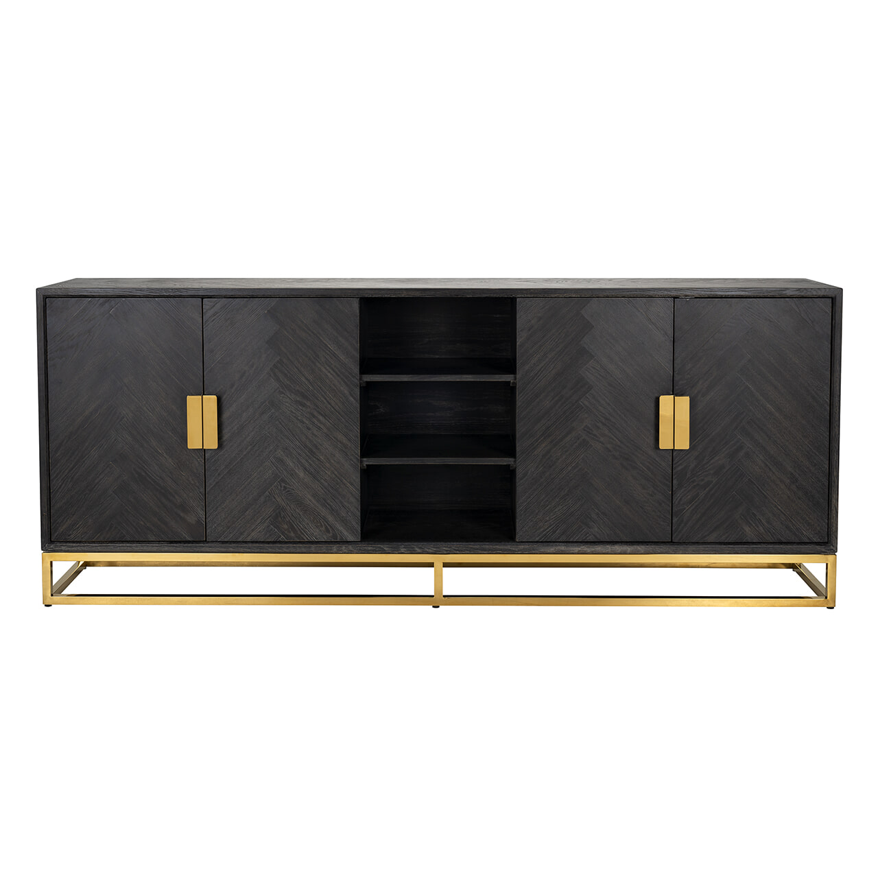 Richmond Dressoir 'Blackbone' Eiken, kleur Zwart / Goud, 225cm