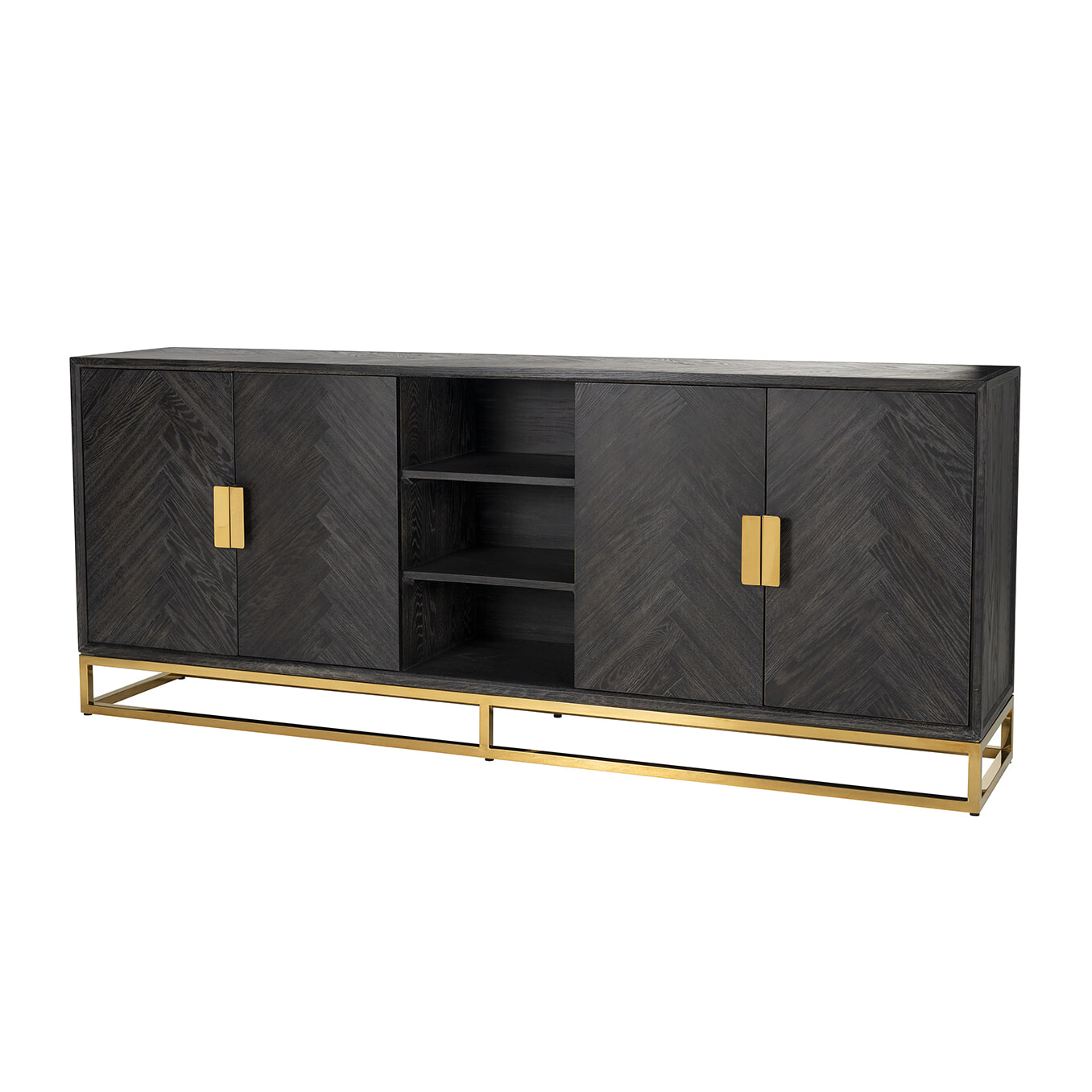 Richmond Dressoir 'Blackbone' Eiken, kleur Zwart / Goud, 225cm