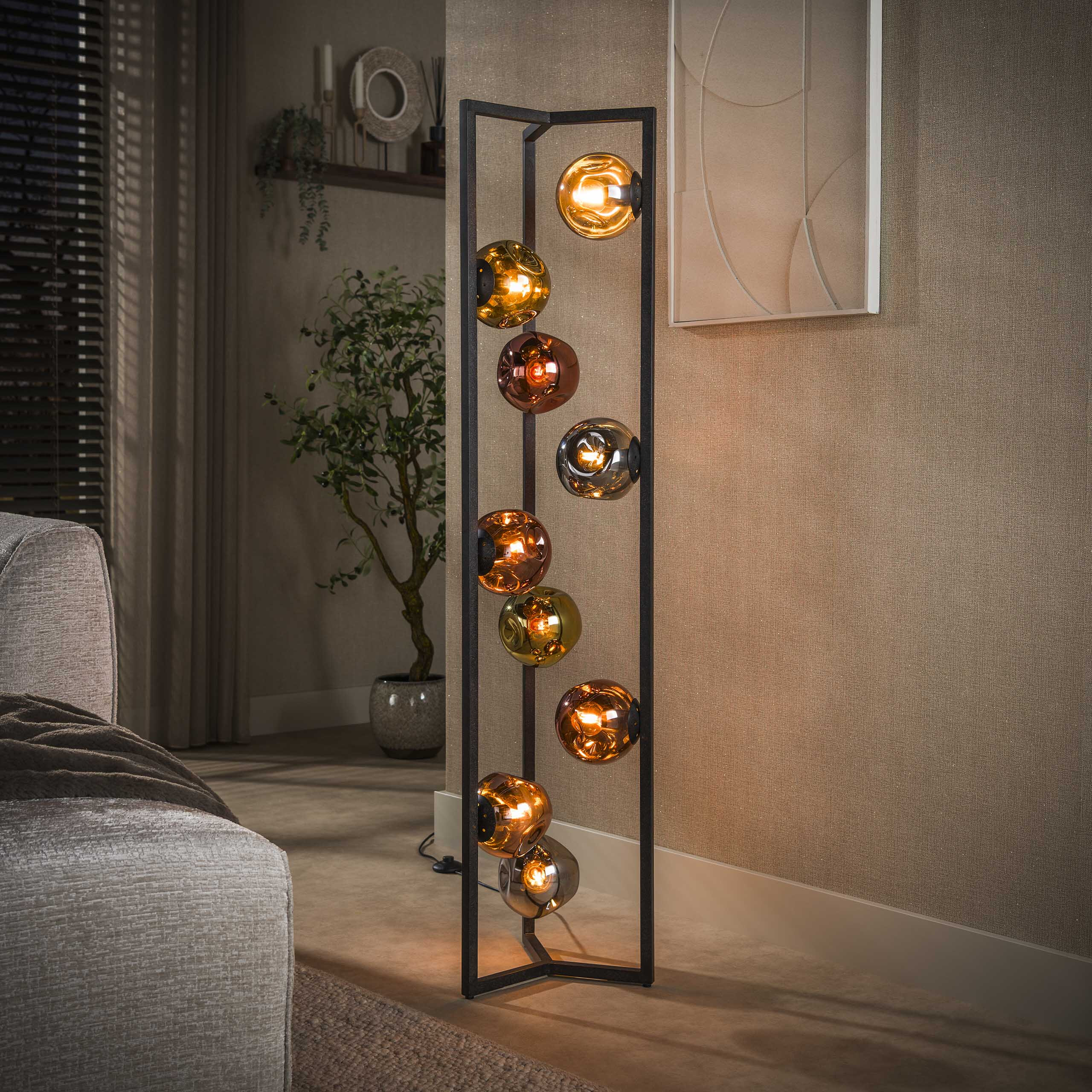 LifestyleFurn Vloerlamp 'Yair' Glas, 9-lamps 