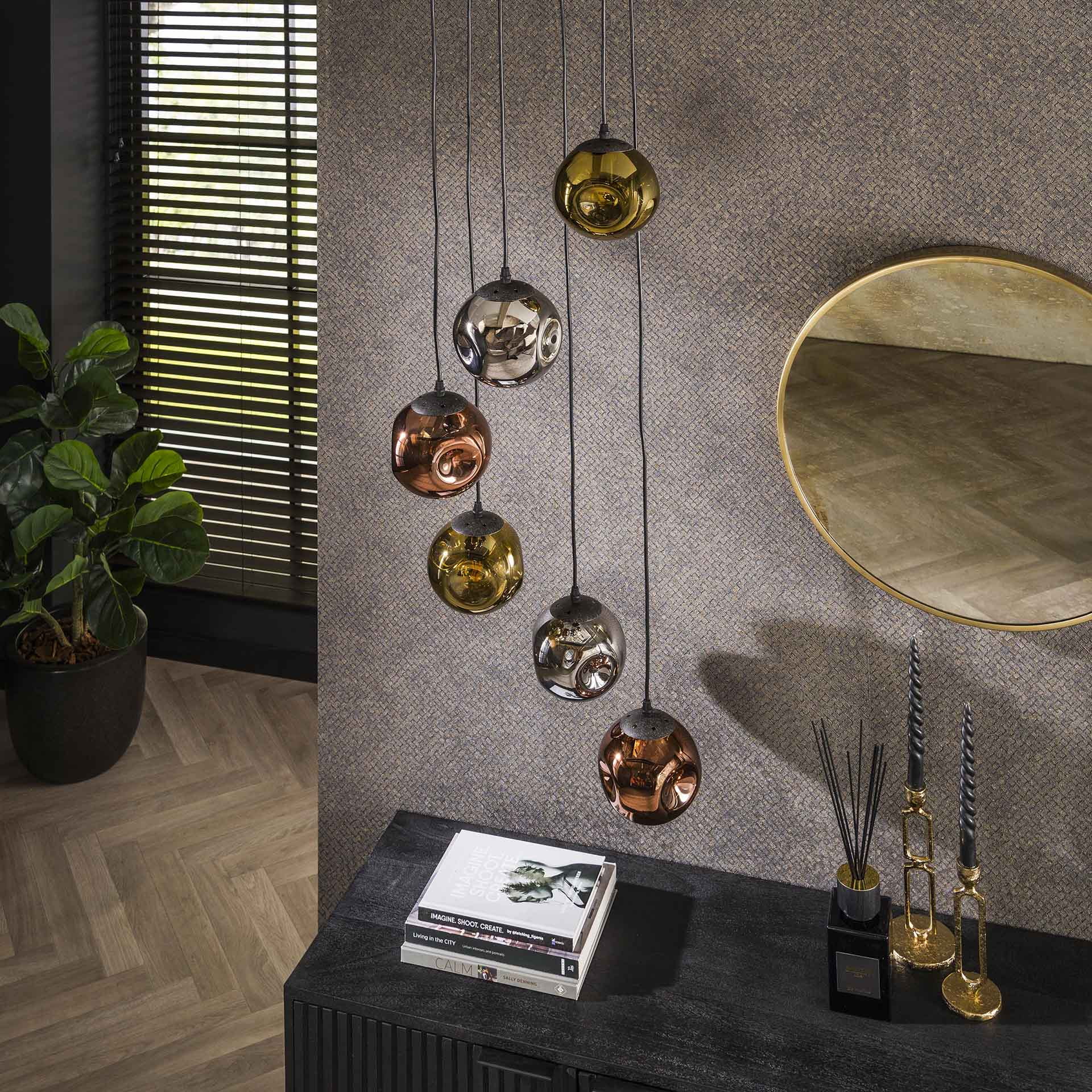 LifestyleFurn Hanglamp 'Shahid' Glas, 6-lamps