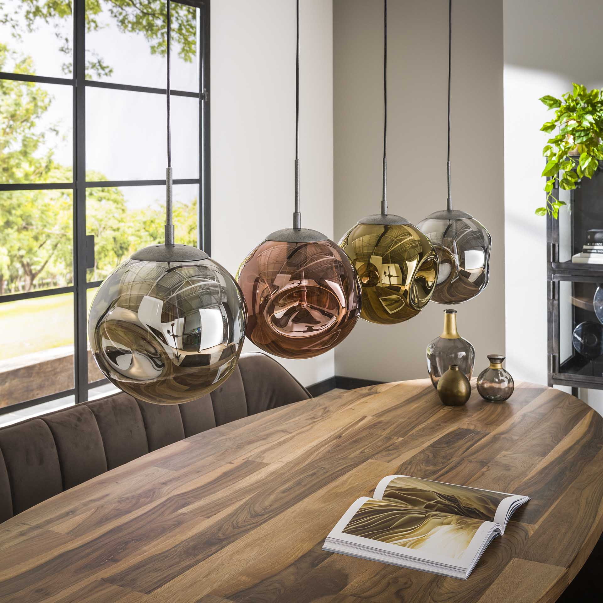 LifestyleFurn Hanglamp 'Yair' 4-lamps, kleur Oud Zilver