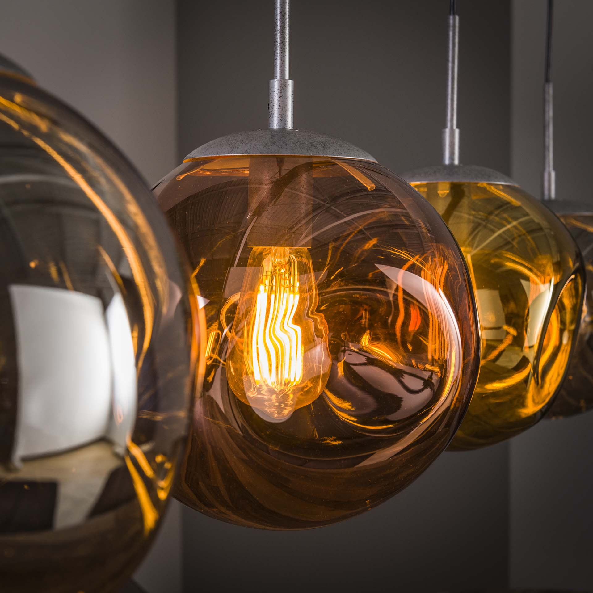 LifestyleFurn Hanglamp 'Yair' 4-lamps, kleur Oud Zilver