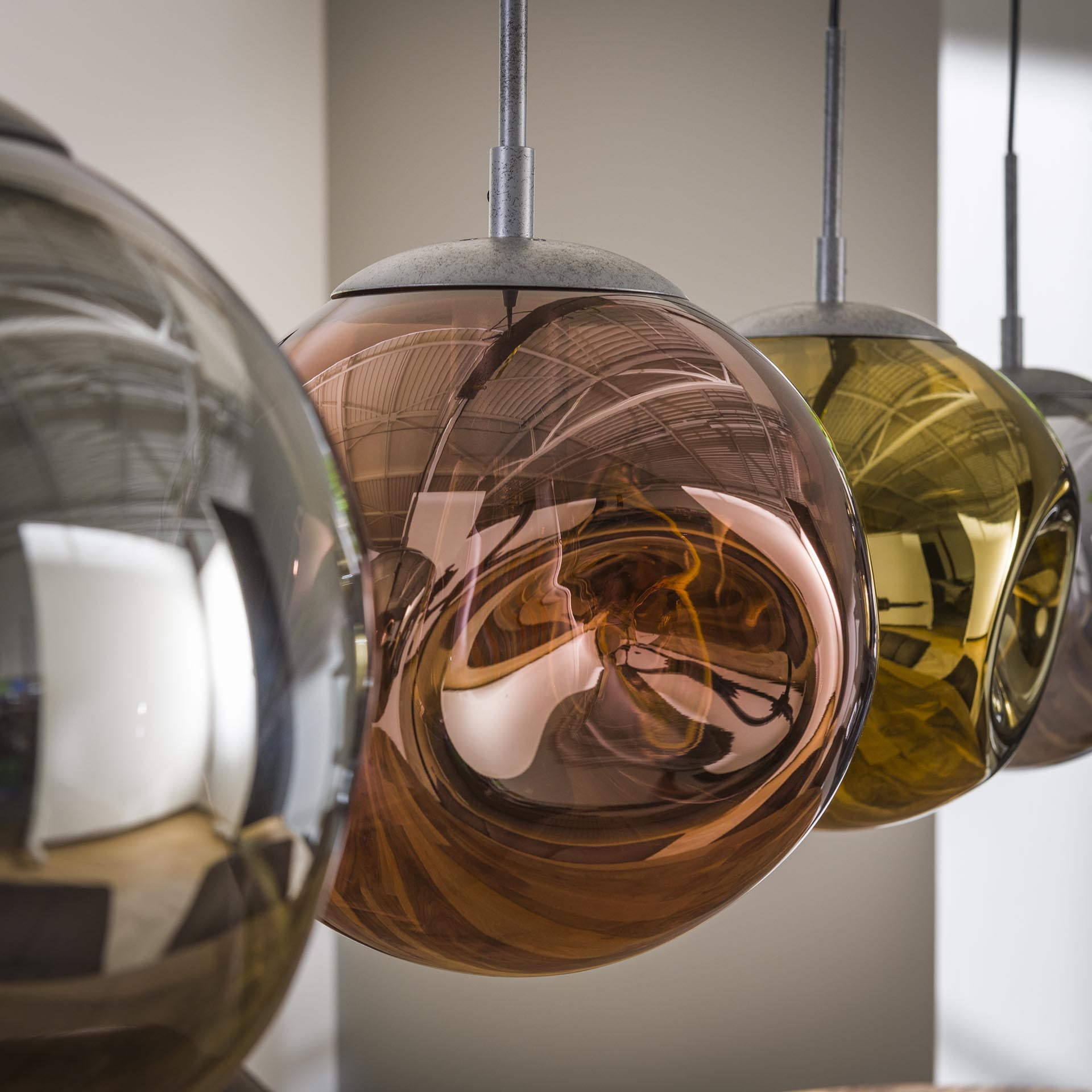 LifestyleFurn Hanglamp 'Yair' 4-lamps, kleur Oud Zilver