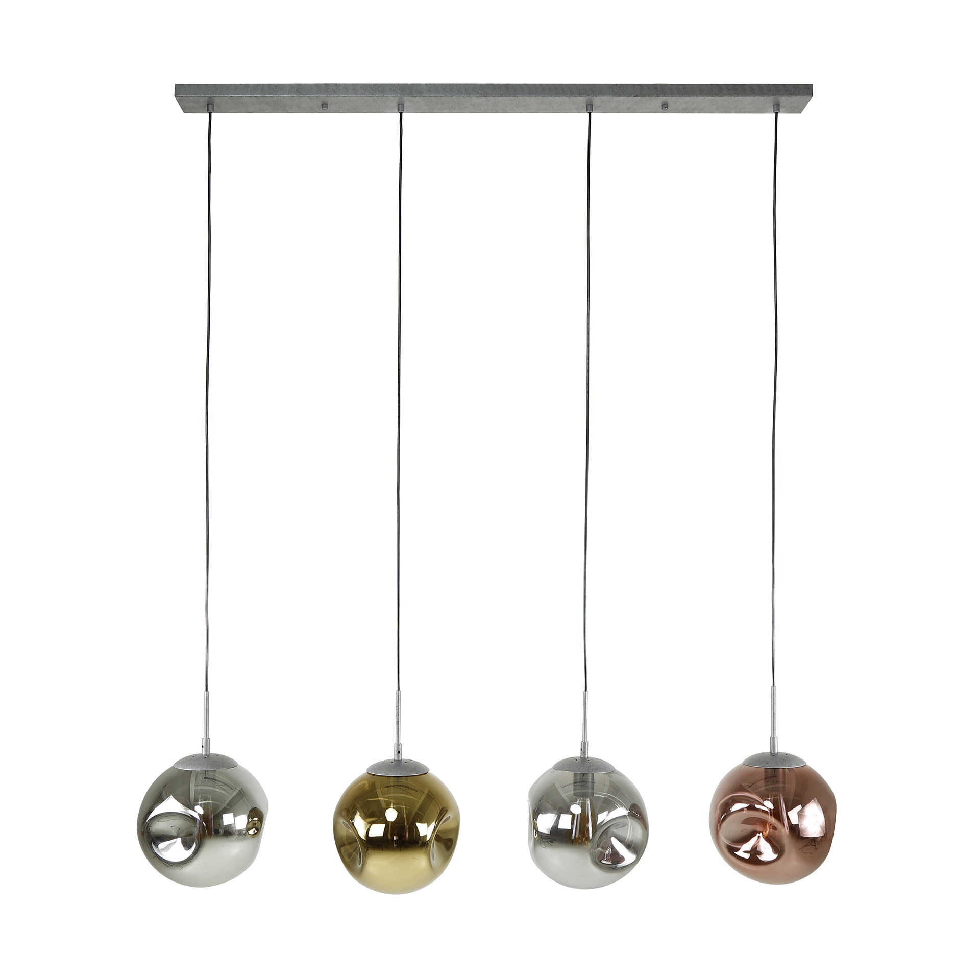 LifestyleFurn Hanglamp 'Yair' 4-lamps, kleur Oud Zilver
