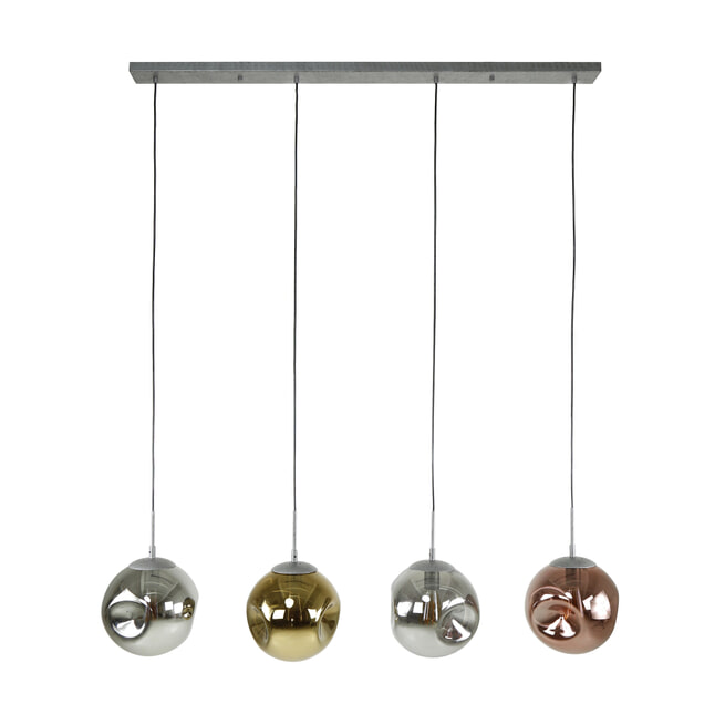 LifestyleFurn Hanglamp 'Sylvana' 4-lamps, kleur Oud Zilver