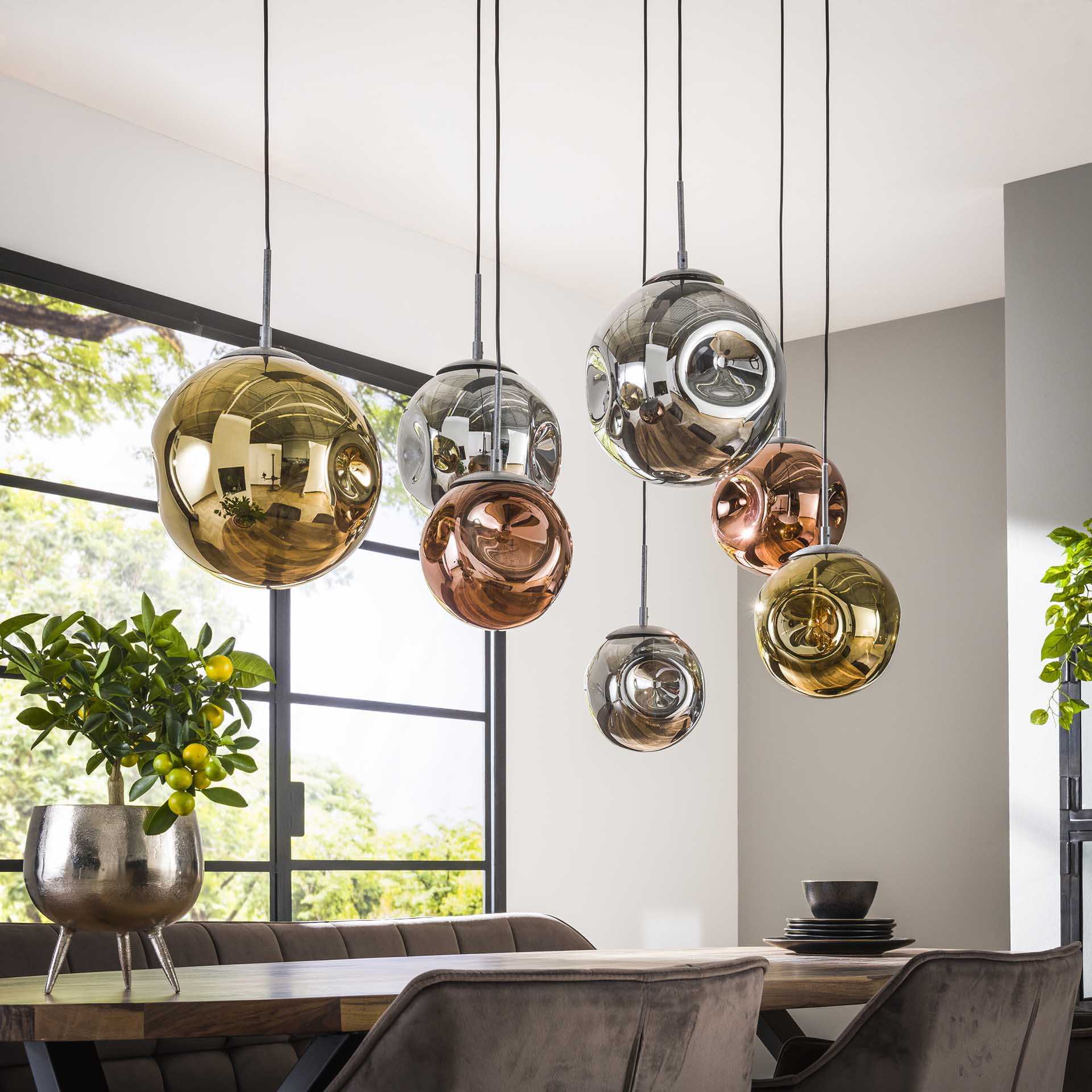 LifestyleFurn Hanglamp 'Yair' Glas, 7-lamps